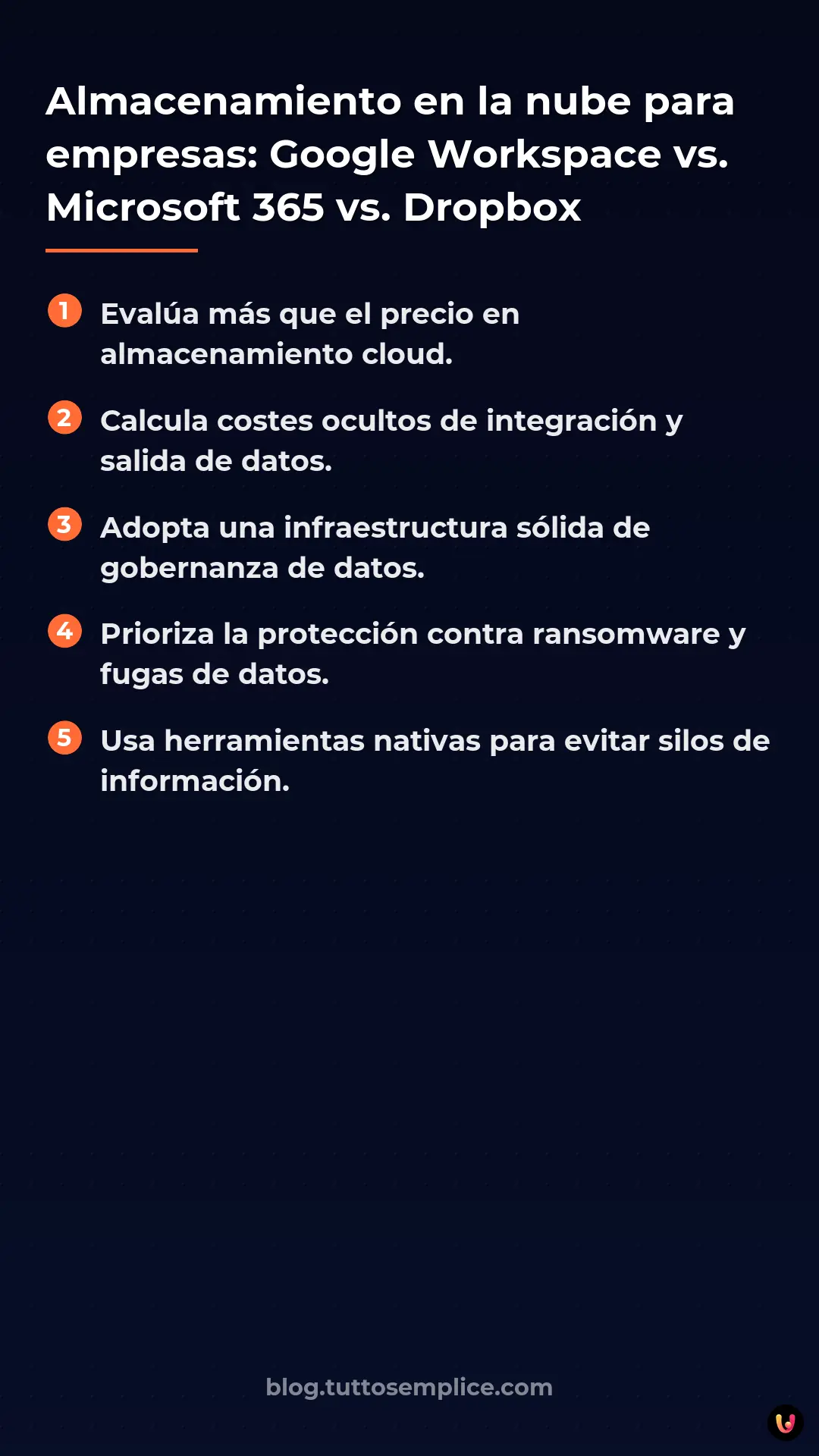 List: Almacenamiento en la nube para empresas: Google Workspace vs. Microsoft 365 vs. Dropbox
