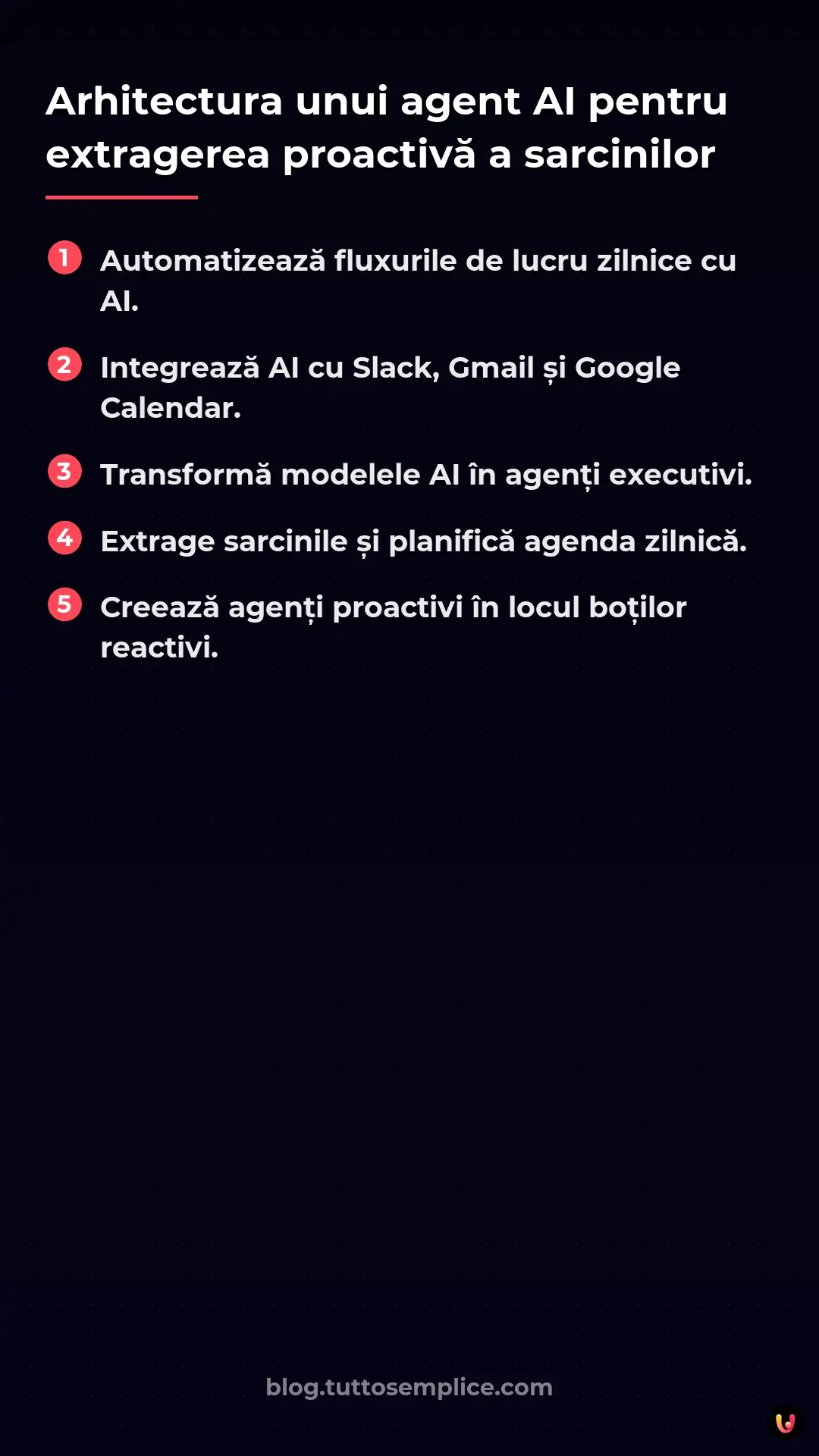 List: Arhitectura unui agent AI pentru extragerea proactivă a sarcinilor