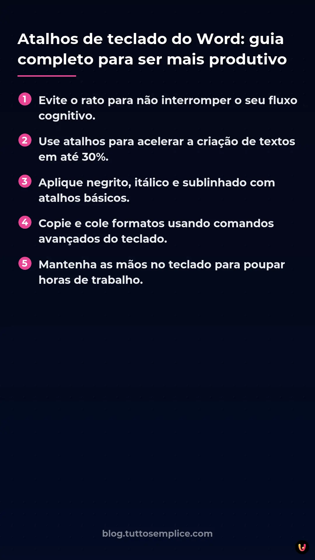 List: Atalhos de teclado do Word: guia completo para ser mais produtivo