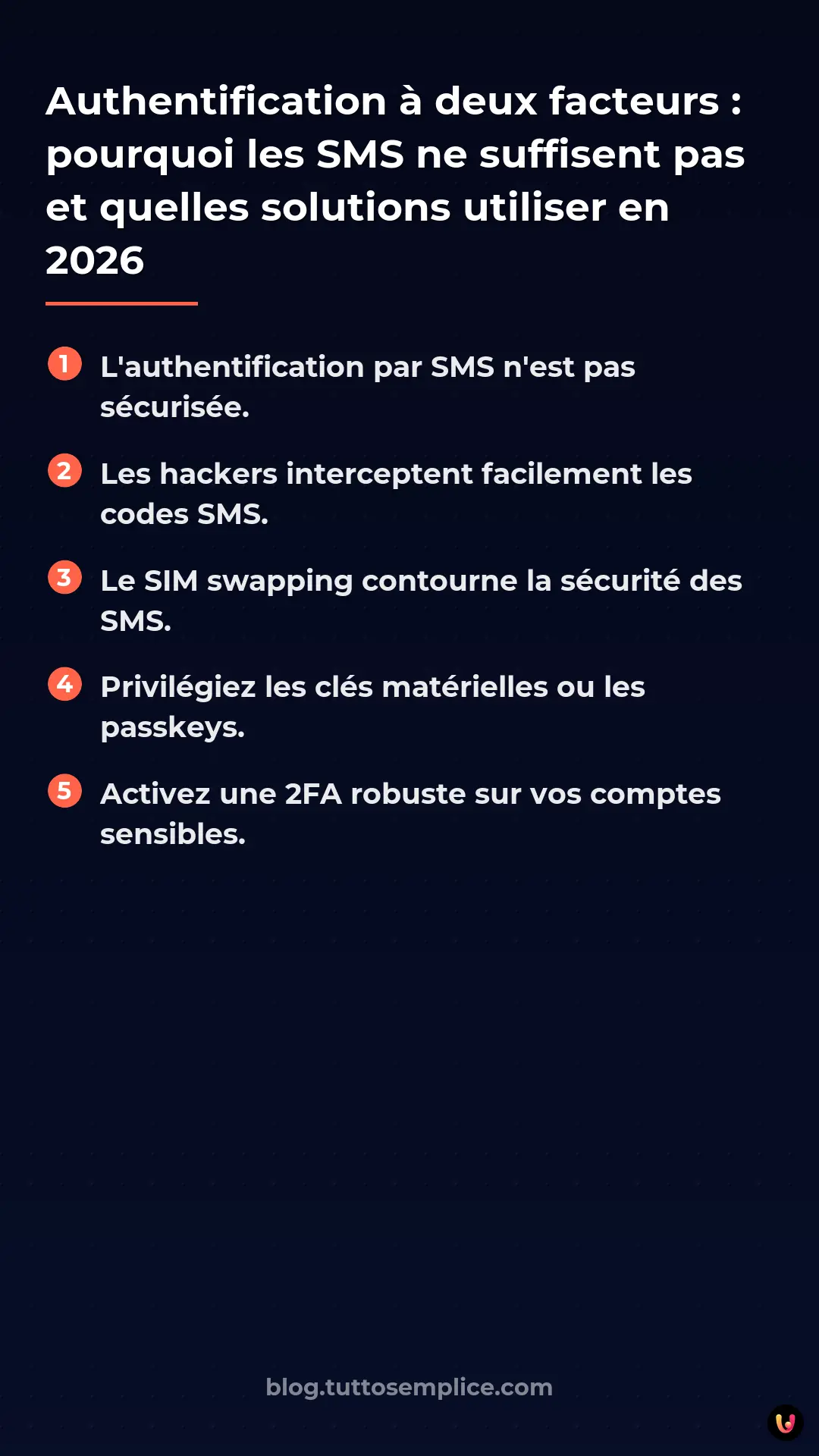 List: Authentification &agrave; deux facteurs&nbsp;: pourquoi les SMS ne suffisent pas et quelles solutions utiliser en 2026