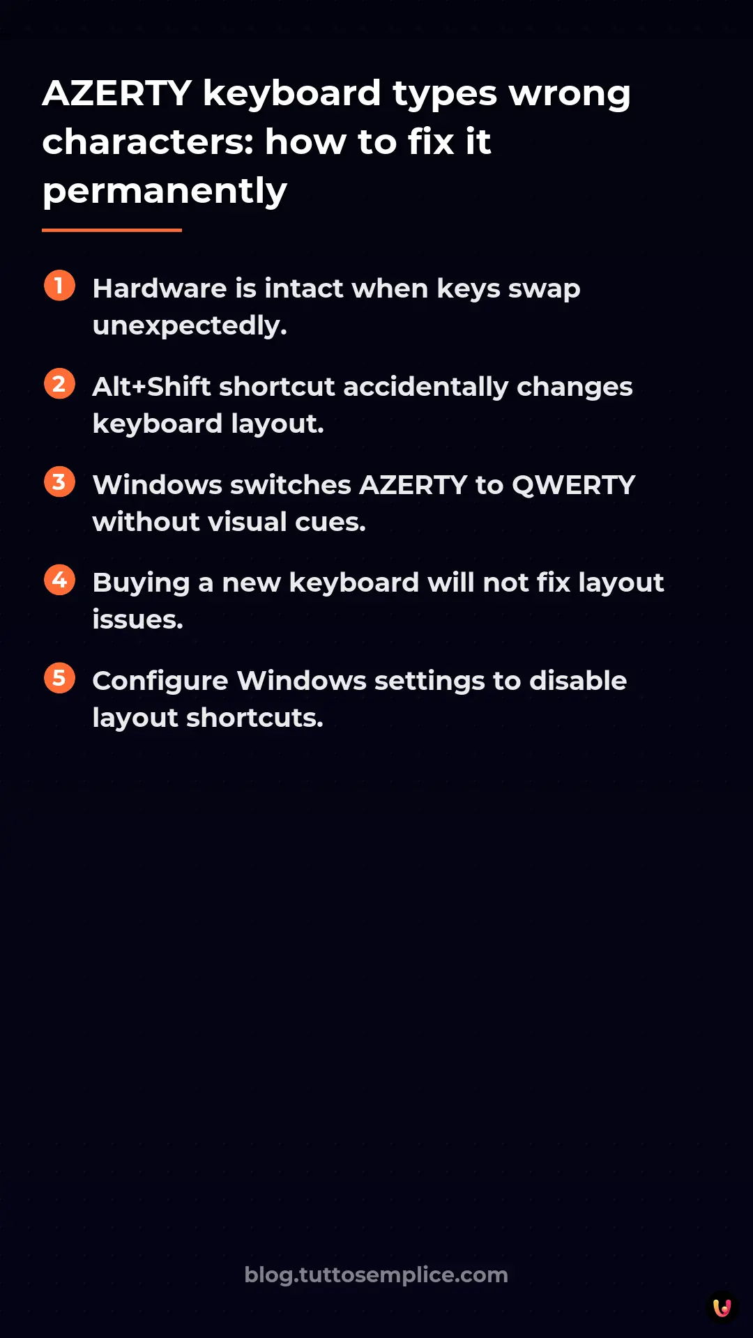 List: AZERTY keyboard types wrong characters: how to fix it permanently
