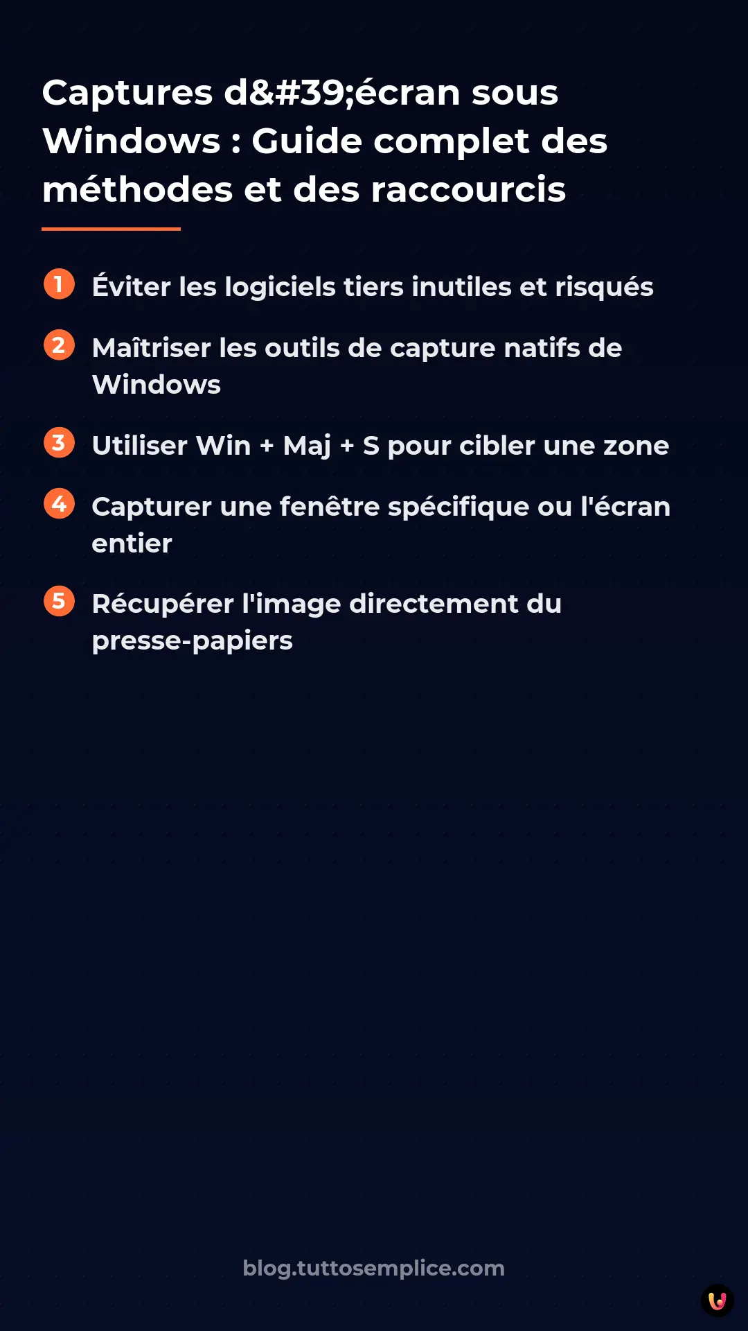 List: Captures d'&eacute;cran sous Windows : Guide complet des m&eacute;thodes et des raccourcis