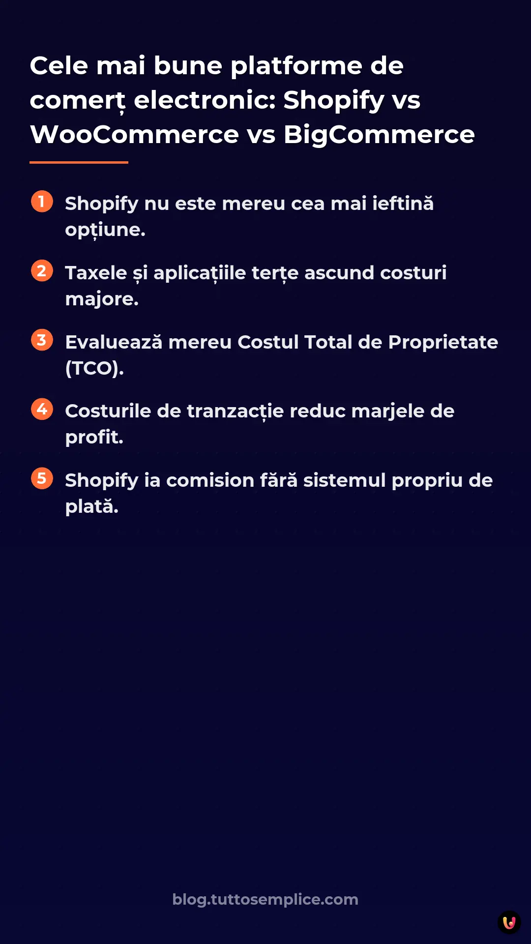List: Cele mai bune platforme de comerț electronic: Shopify vs WooCommerce vs BigCommerce