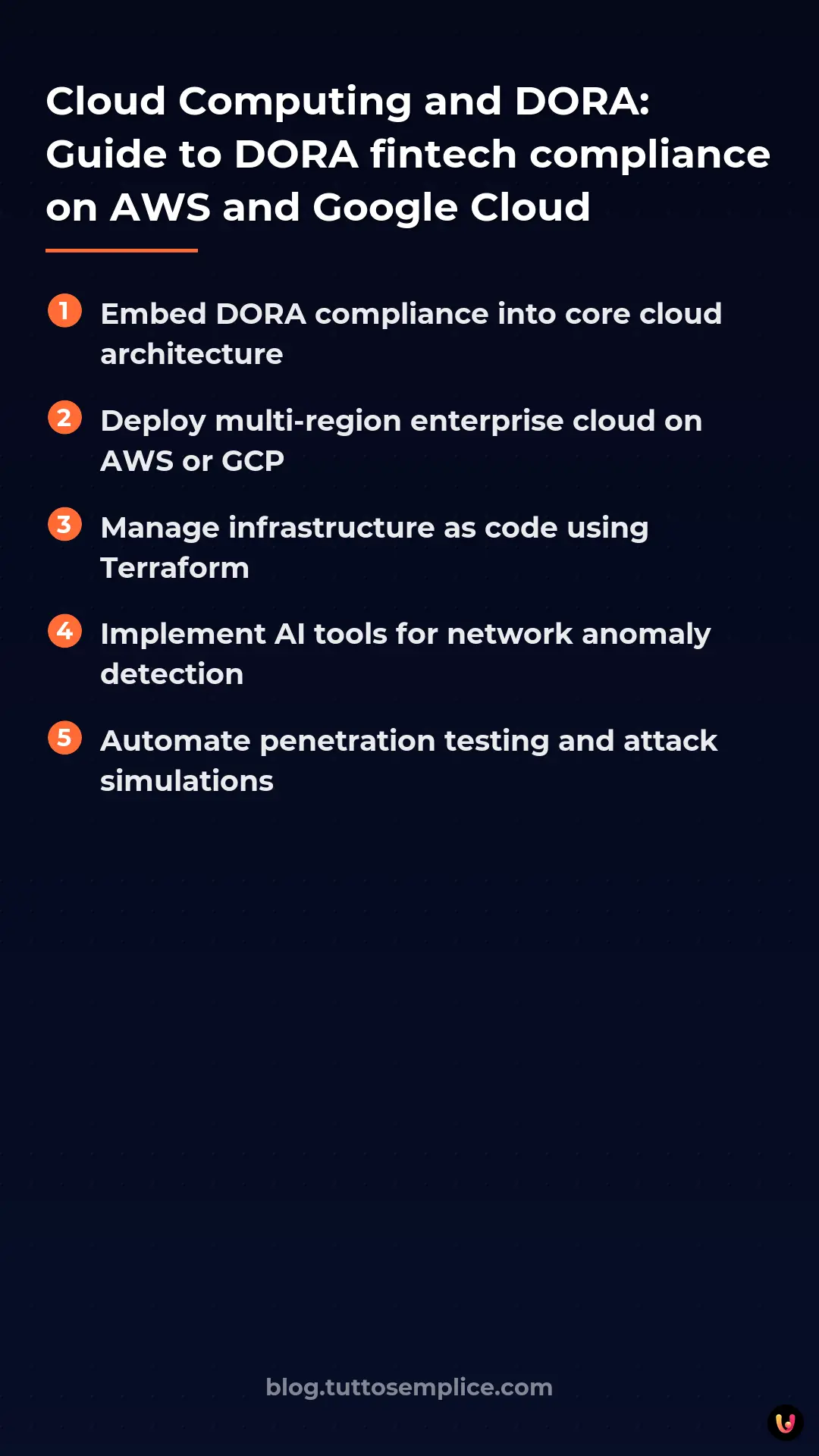 List: Cloud Computing and DORA: Guide to DORA fintech compliance on AWS and Google Cloud