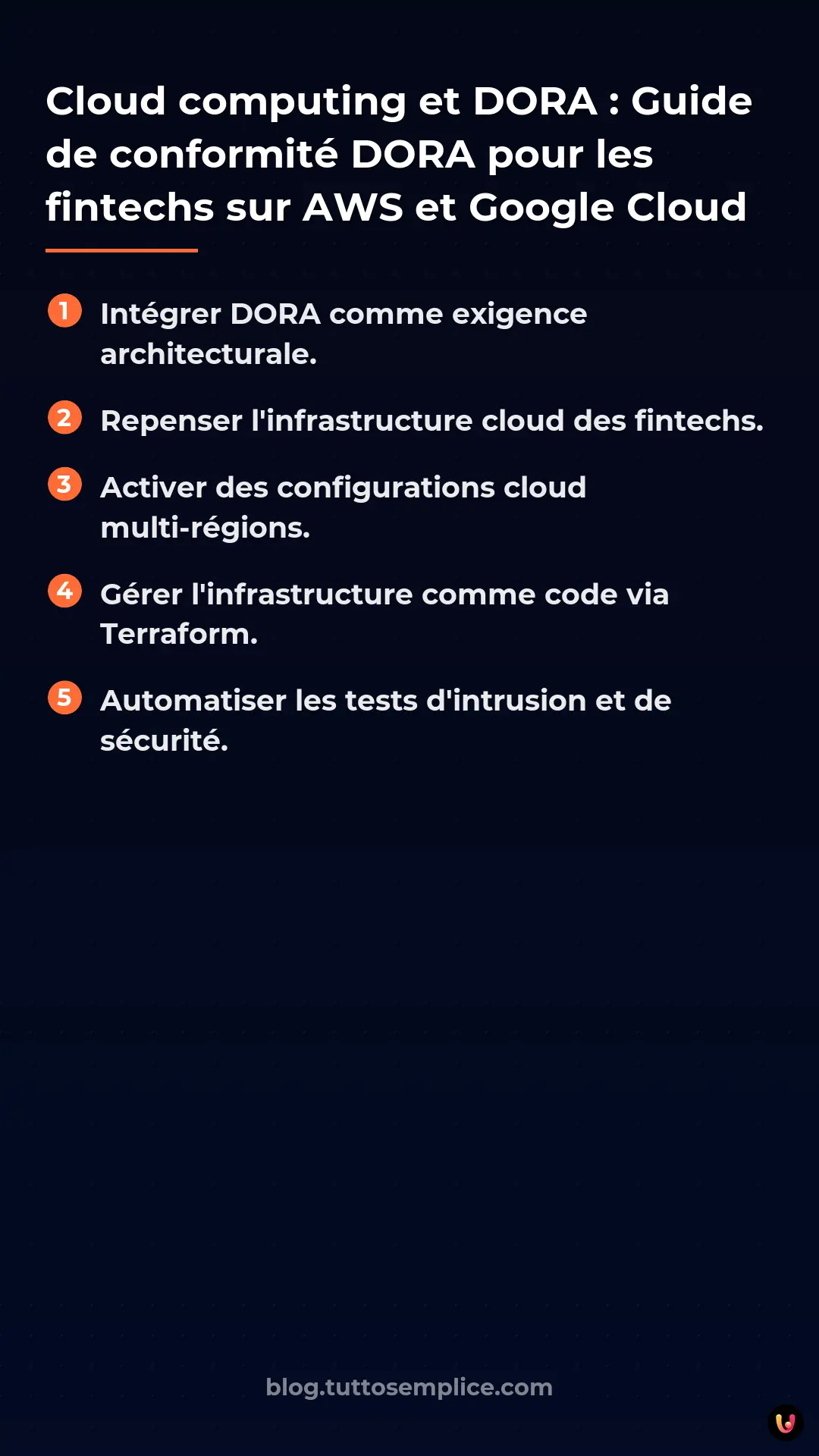 List: Cloud computing et DORA : Guide de conformit&eacute; DORA pour les fintechs sur AWS et Google Cloud