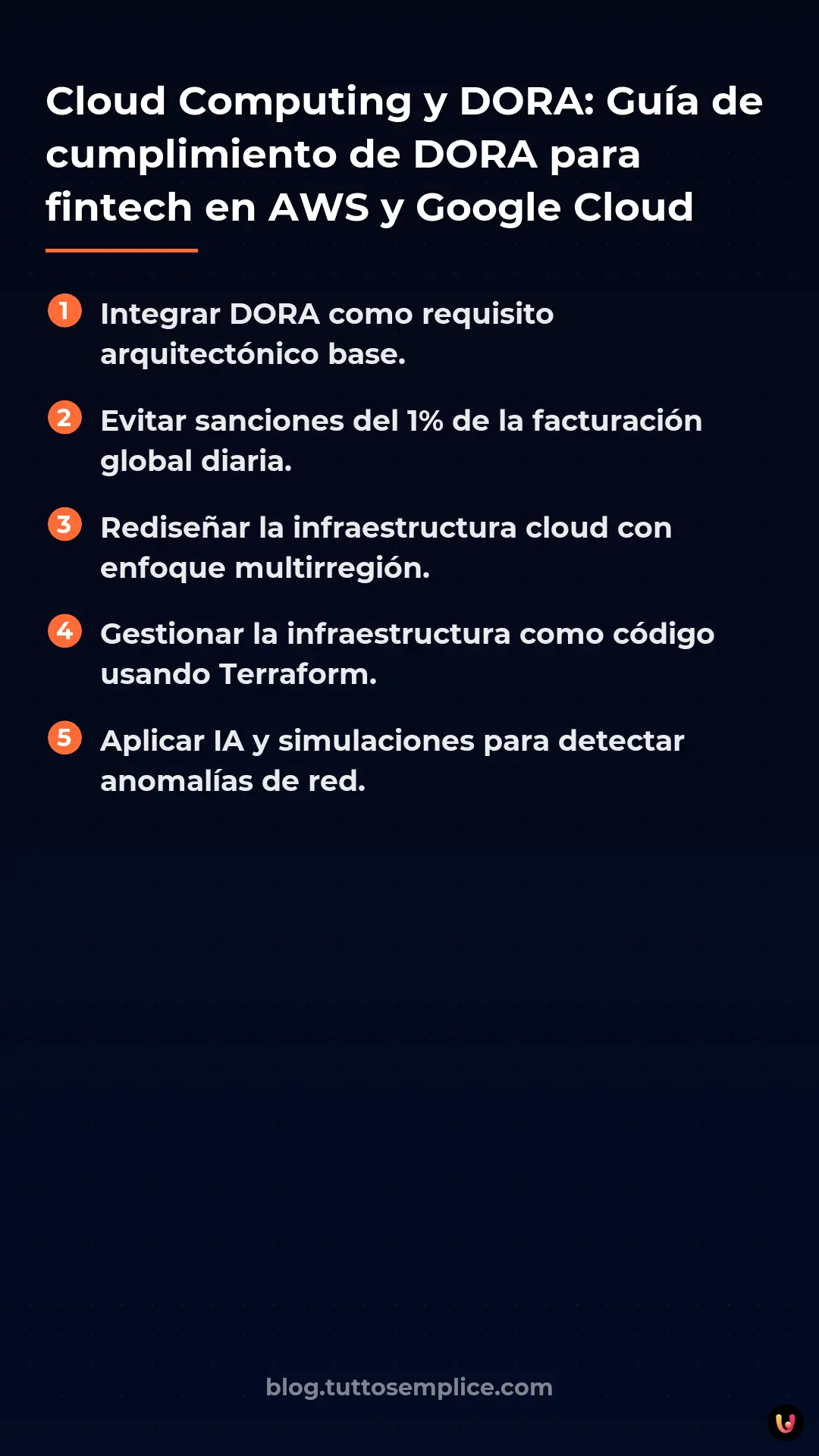 List: Cloud Computing y DORA: Gu&iacute;a de cumplimiento de DORA para fintech en AWS y Google Cloud