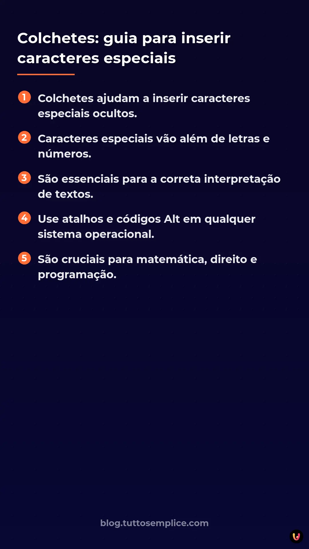 List: Colchetes: guia para inserir caracteres especiais