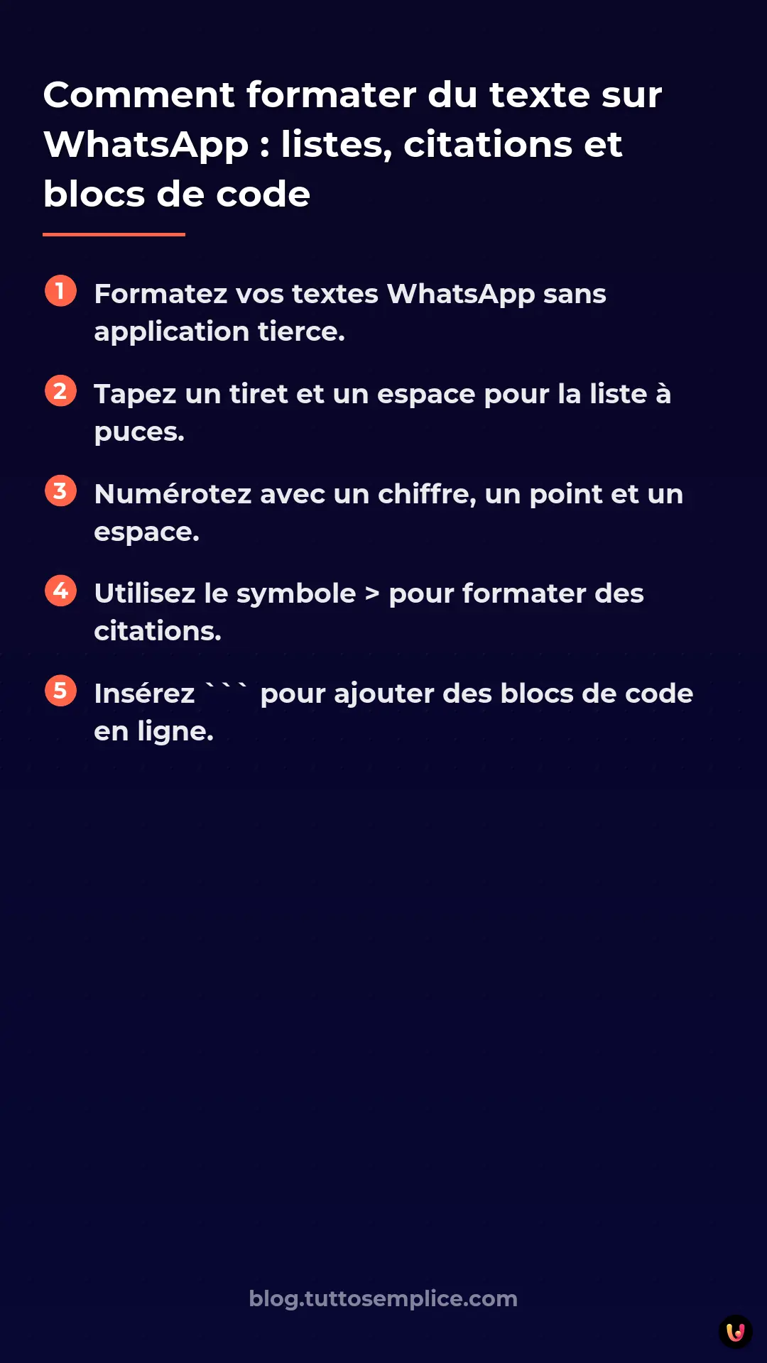 List: Comment formater du texte sur WhatsApp&nbsp;: listes, citations et blocs de code