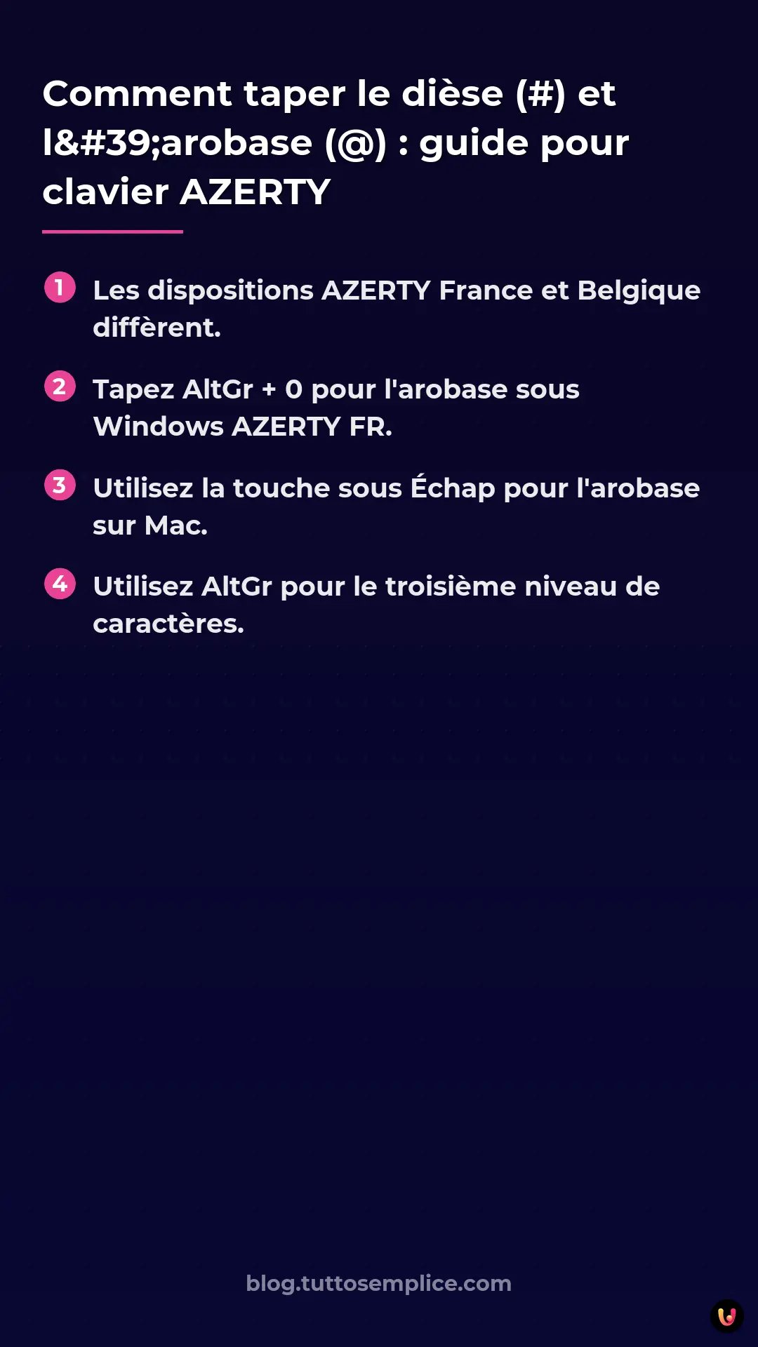 List: Comment taper le dièse (#) et l'arobase (@) : guide pour clavier AZERTY