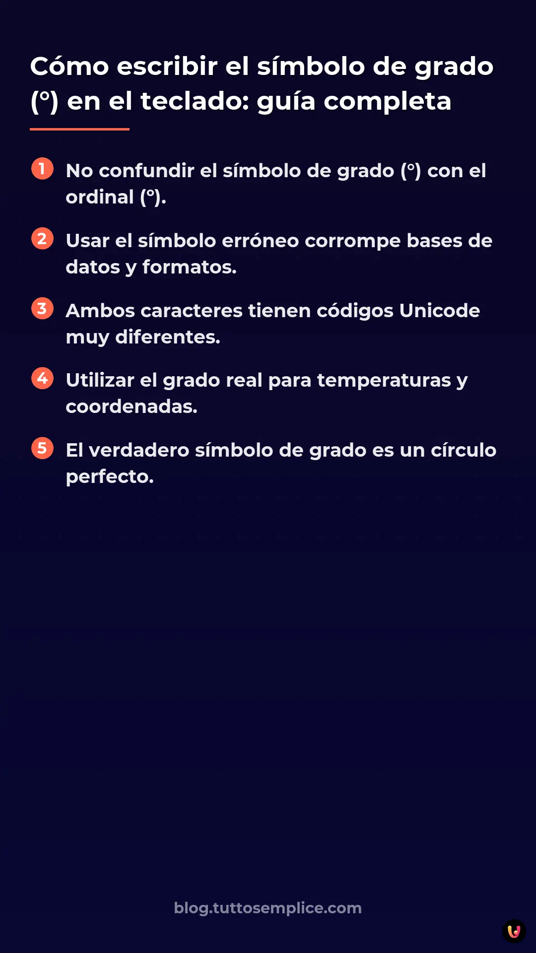 List: C&oacute;mo escribir el s&iacute;mbolo de grado (&deg;) en el teclado: gu&iacute;a completa