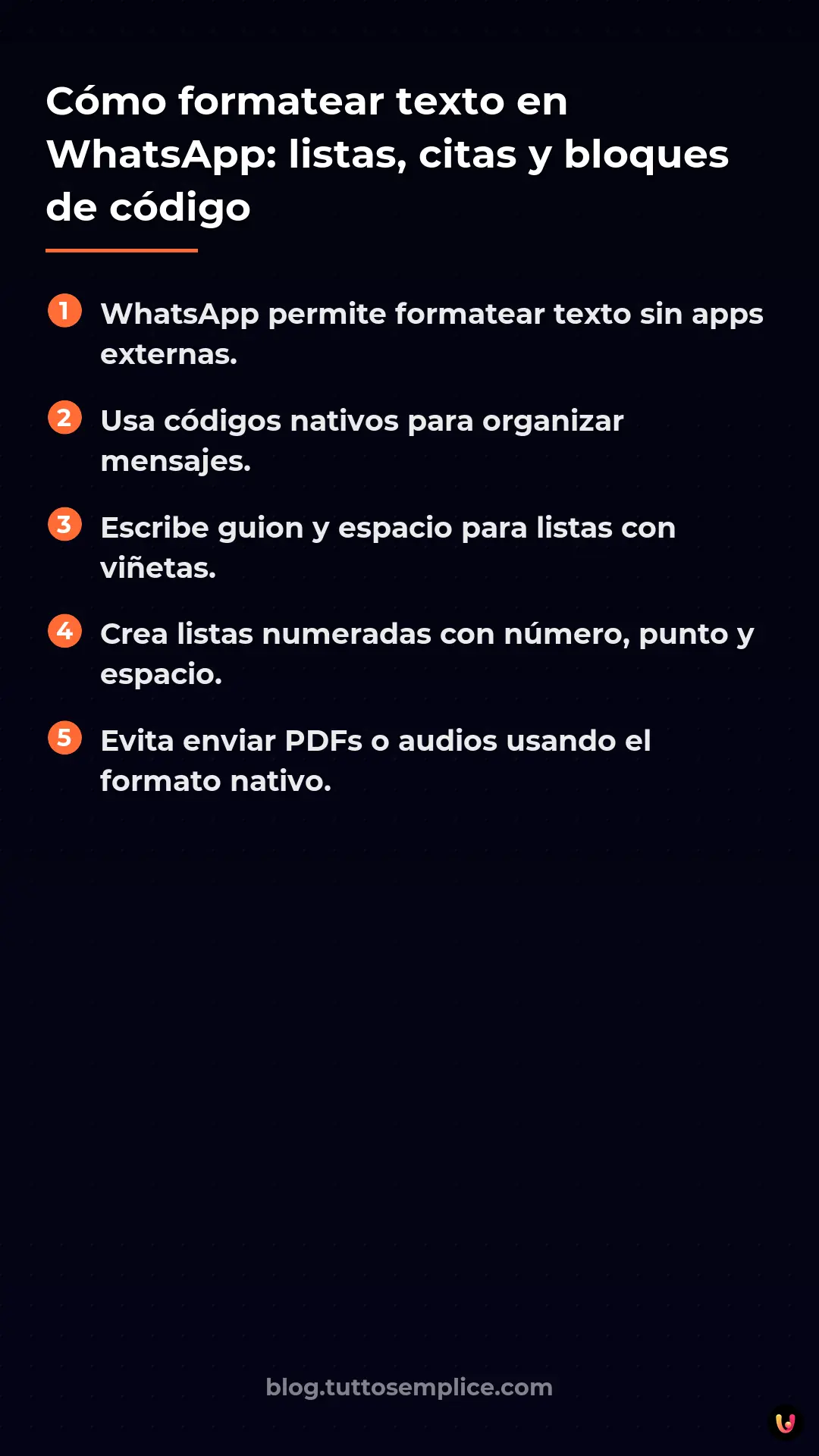 List: C&oacute;mo formatear texto en WhatsApp: listas, citas y bloques de c&oacute;digo