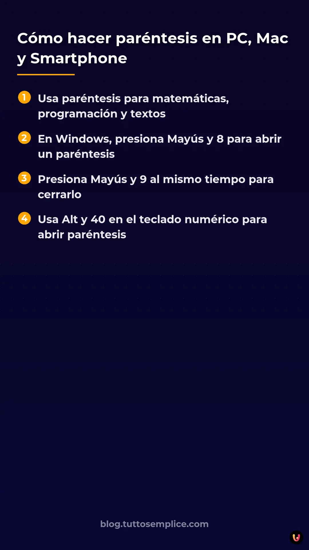List: C&oacute;mo hacer par&eacute;ntesis en PC, Mac y Smartphone