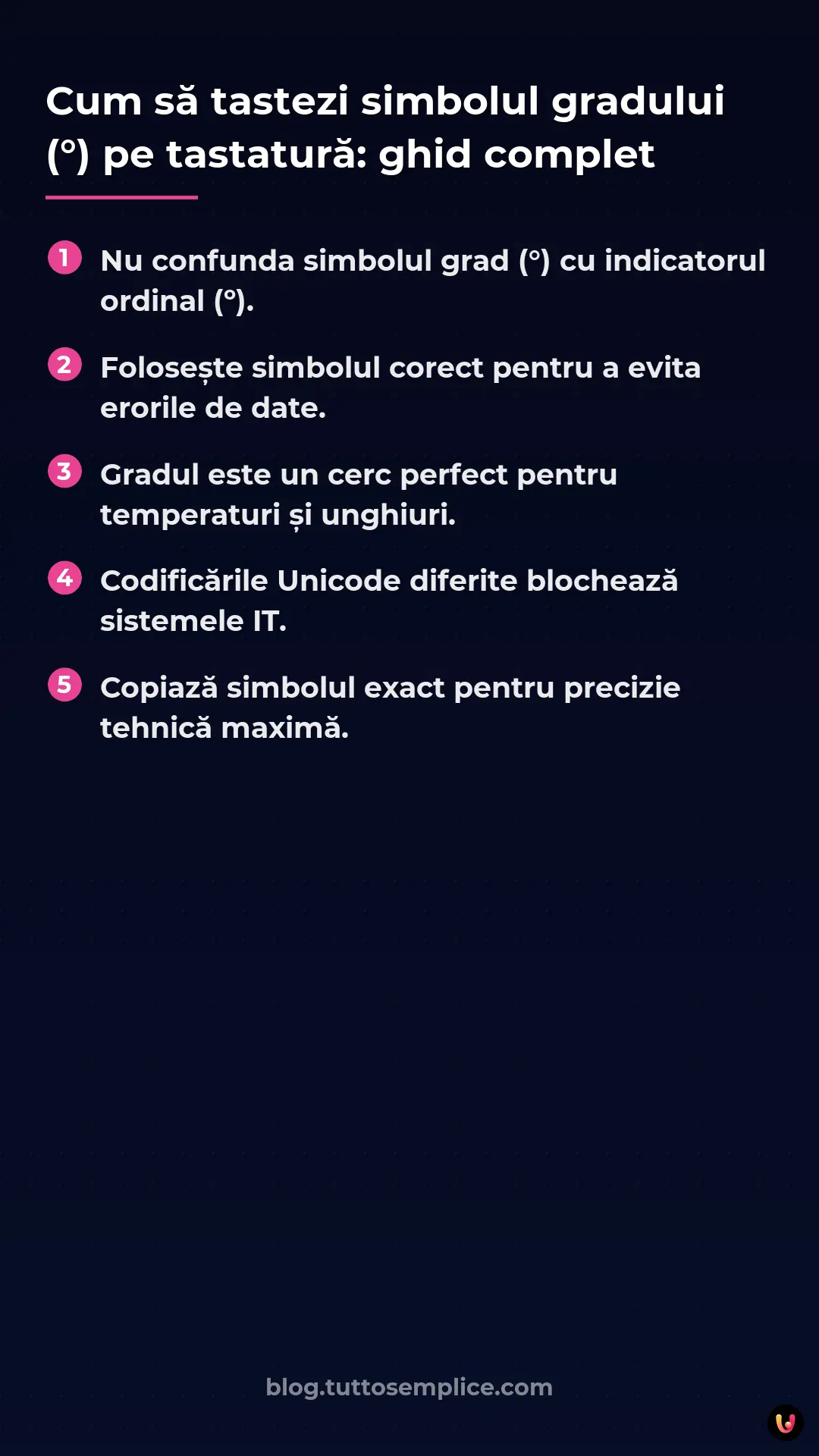 List: Cum să tastezi simbolul gradului (&deg;) pe tastatură: ghid complet