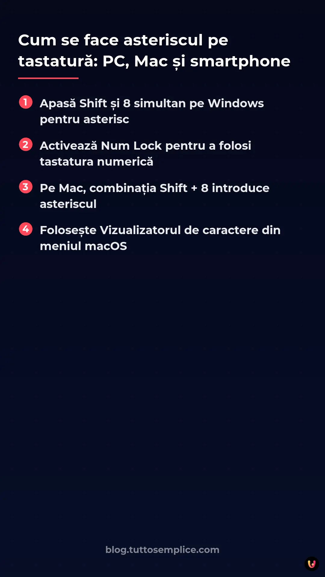 List: Cum se face asteriscul pe tastatură: PC, Mac și smartphone