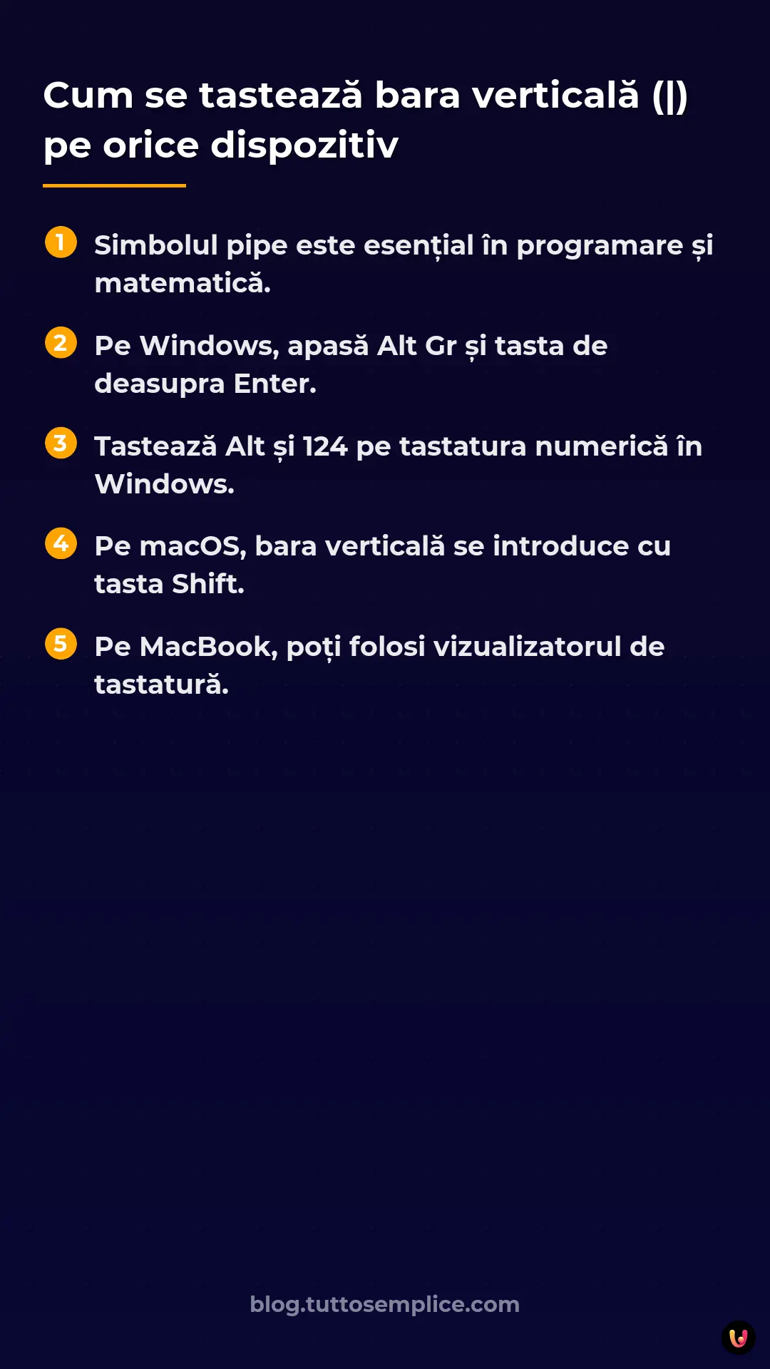 List: Cum se tastează bara verticală (|) pe orice dispozitiv
