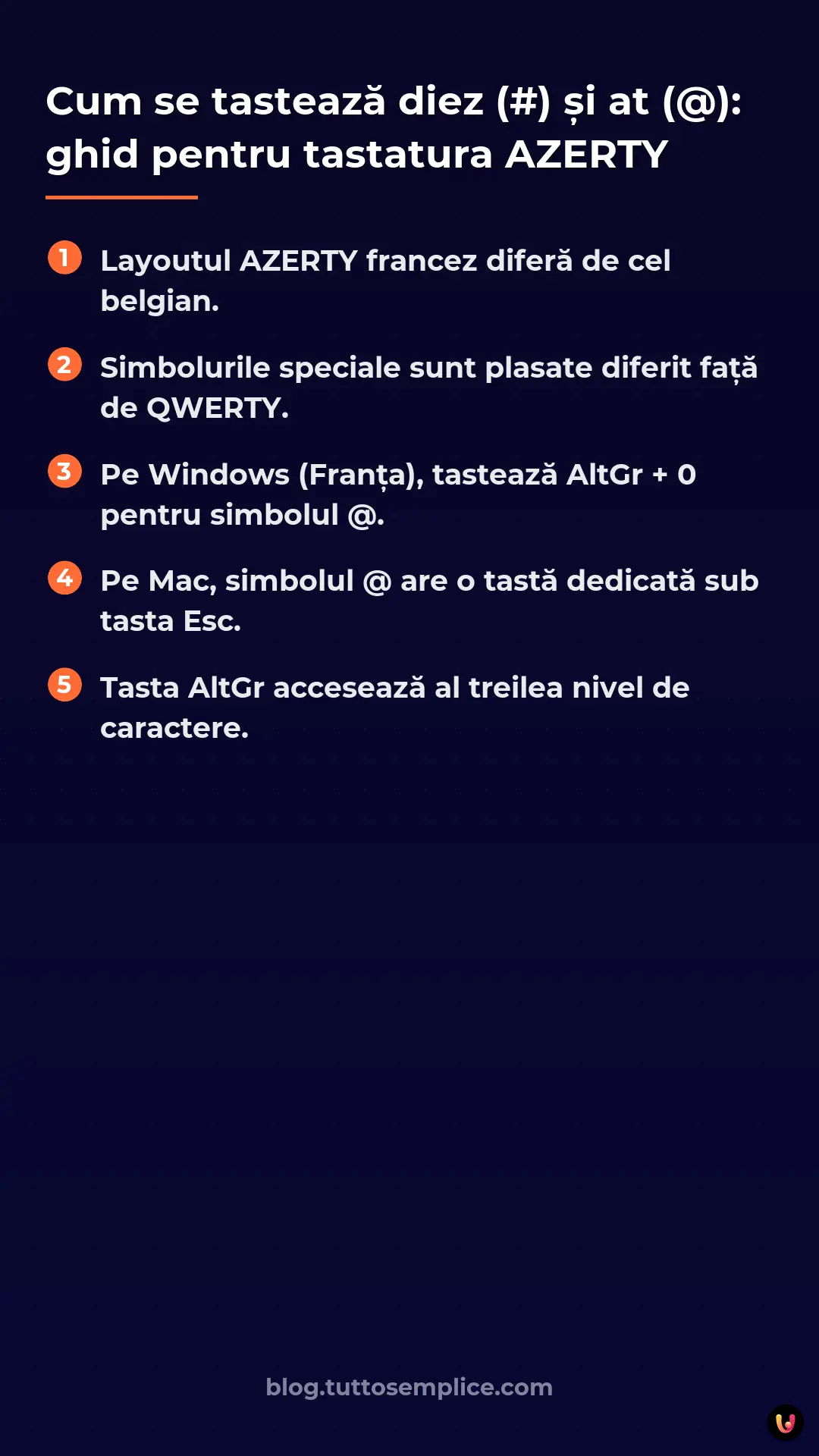 List: Cum se tastează diez (#) și at (@): ghid pentru tastatura AZERTY