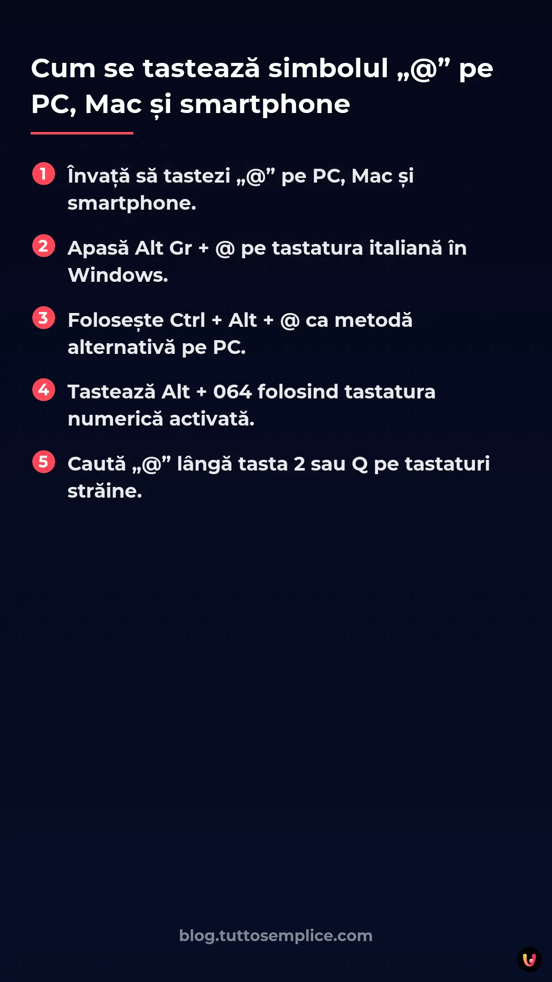 List: Cum se tastează simbolul &bdquo;@&rdquo; pe PC, Mac și smartphone