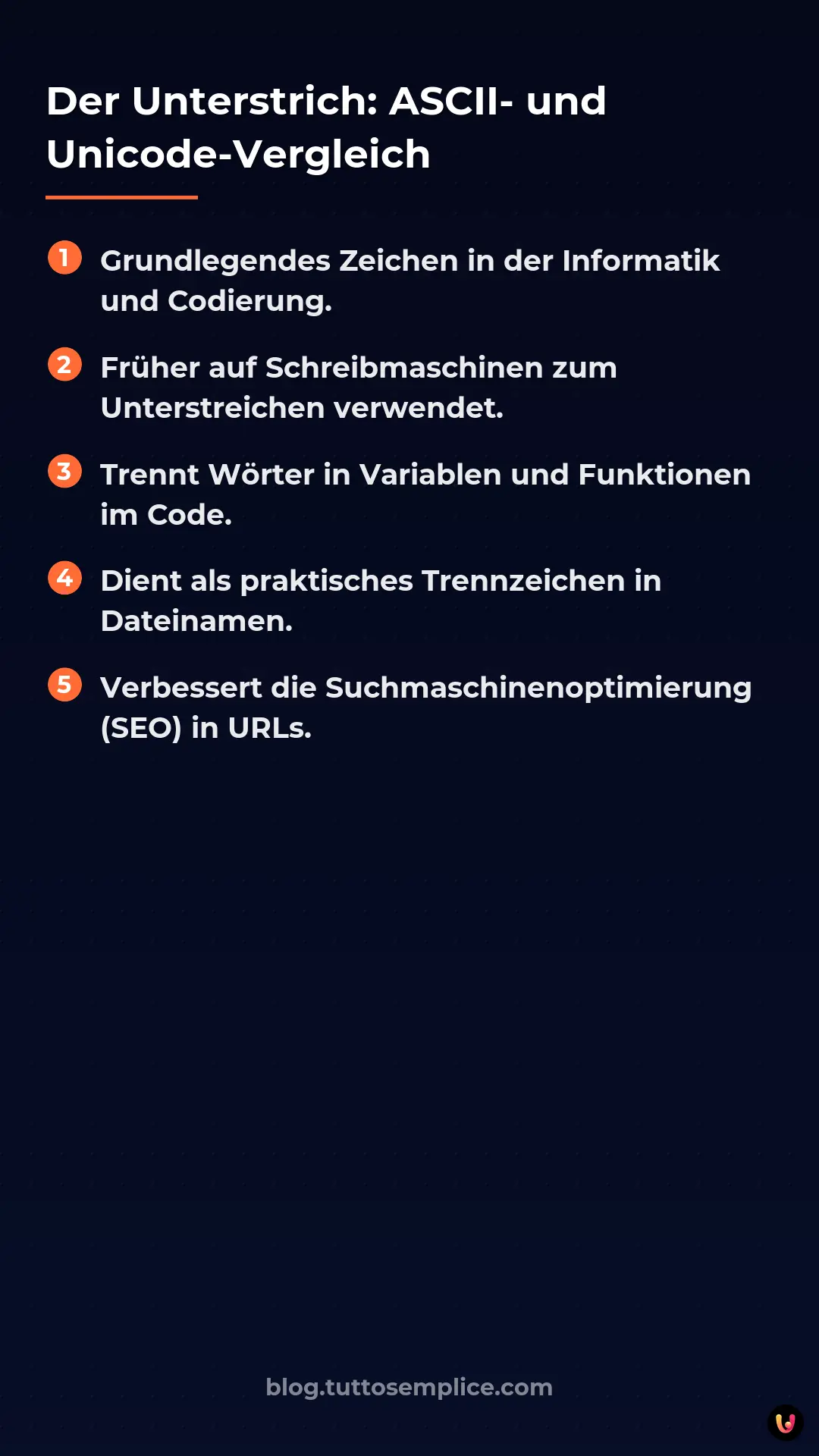 List: Der Unterstrich: ASCII- und Unicode-Vergleich