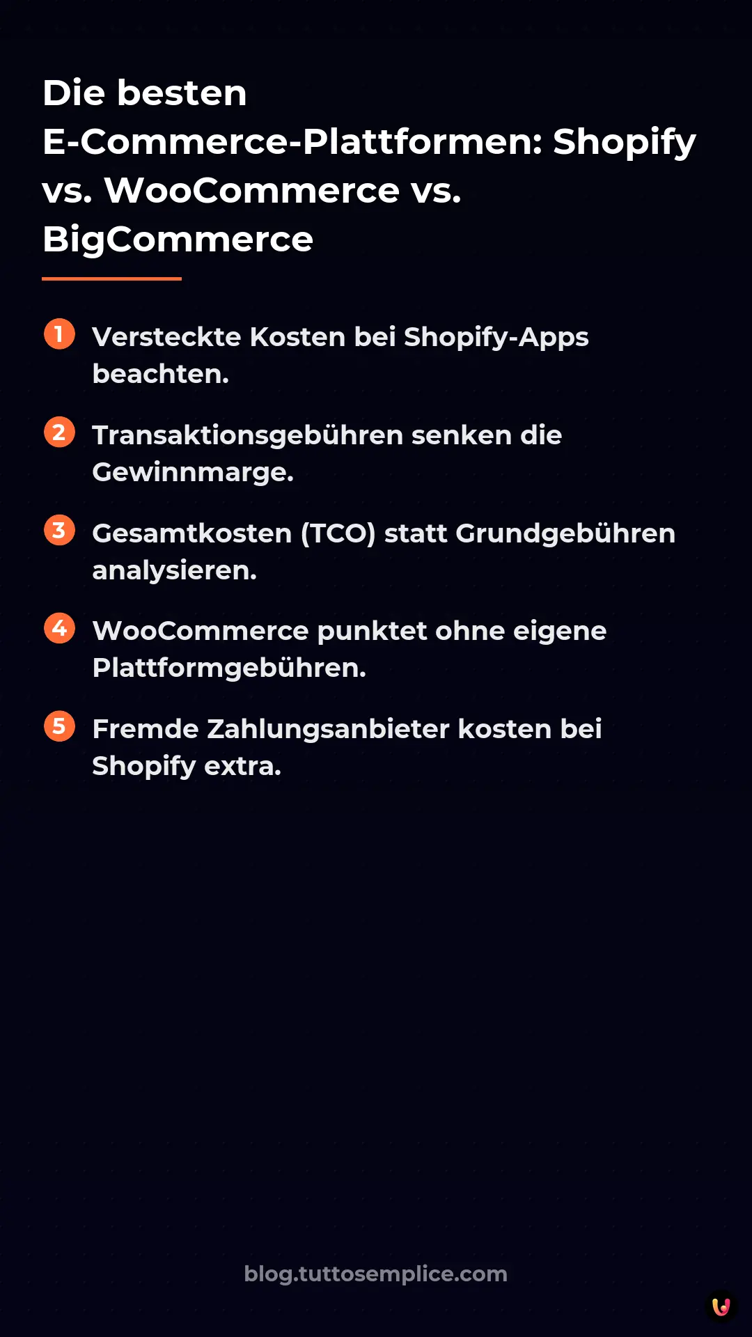 List: Die besten E-Commerce-Plattformen: Shopify vs. WooCommerce vs. BigCommerce