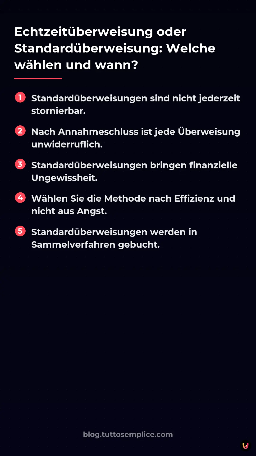 List: Echtzeit&uuml;berweisung oder Standard&uuml;berweisung: Welche w&auml;hlen und wann?