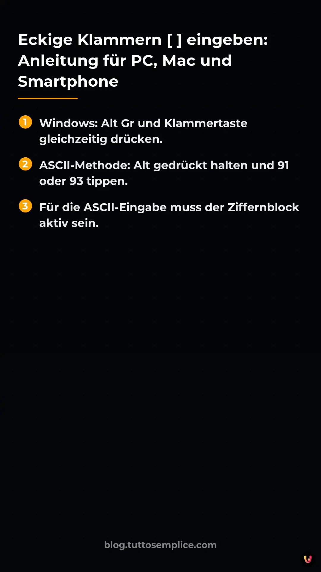 List: Eckige Klammern [ ] eingeben: Anleitung f&uuml;r PC, Mac und Smartphone