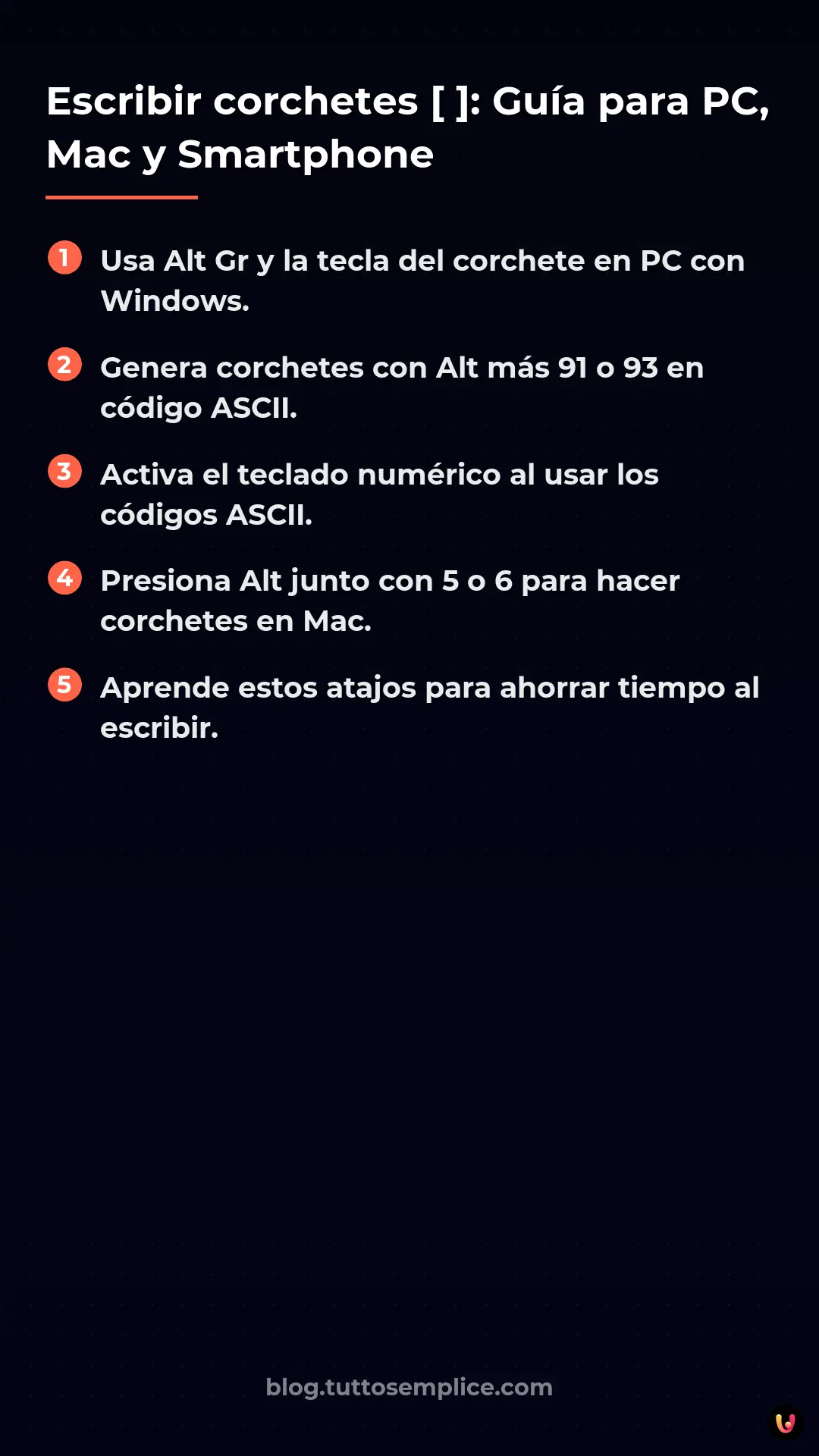 List: Escribir corchetes [ ]: Gu&iacute;a para PC, Mac y Smartphone