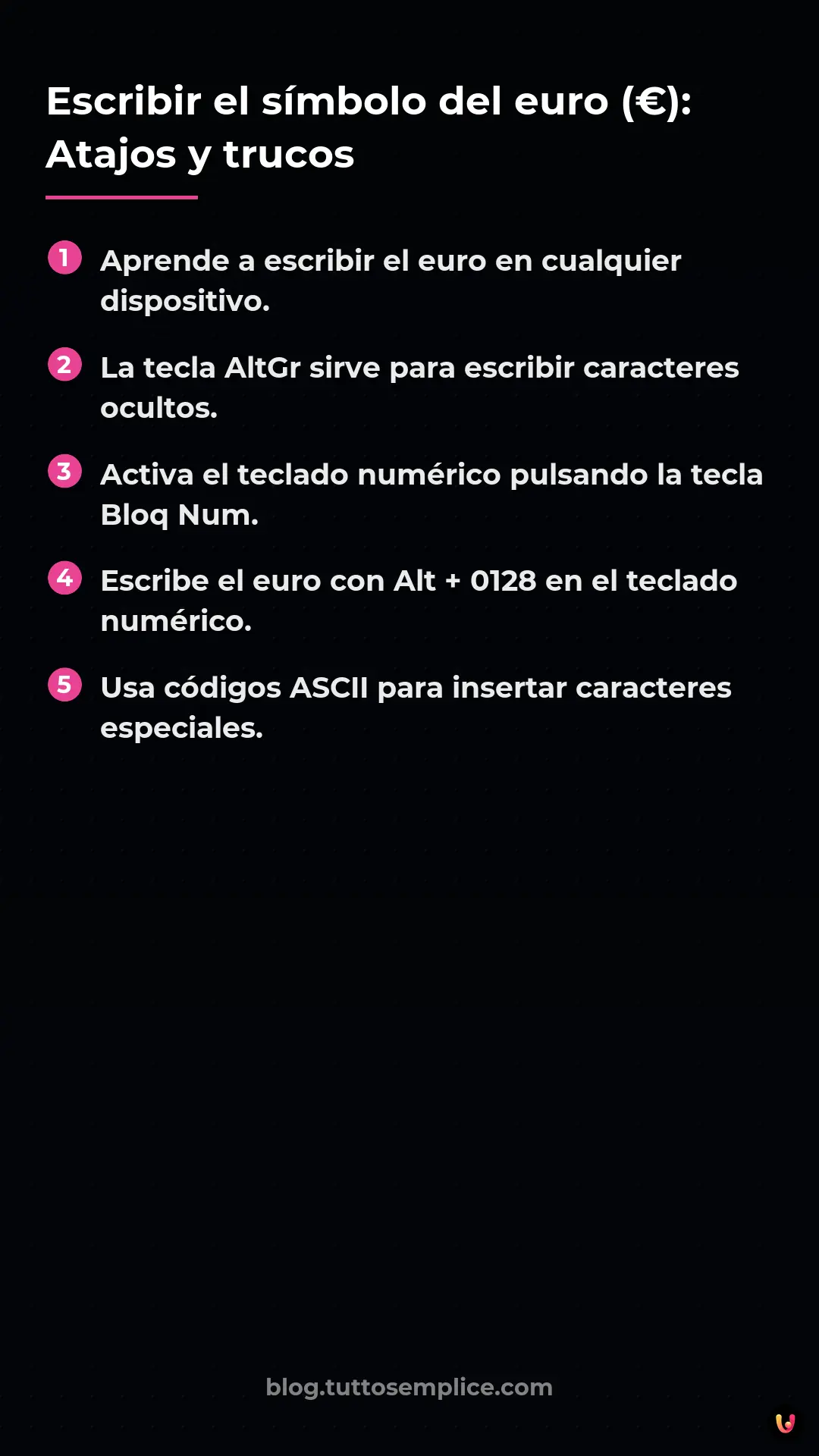 List: Escribir el s&iacute;mbolo del euro (&euro;): Atajos y trucos