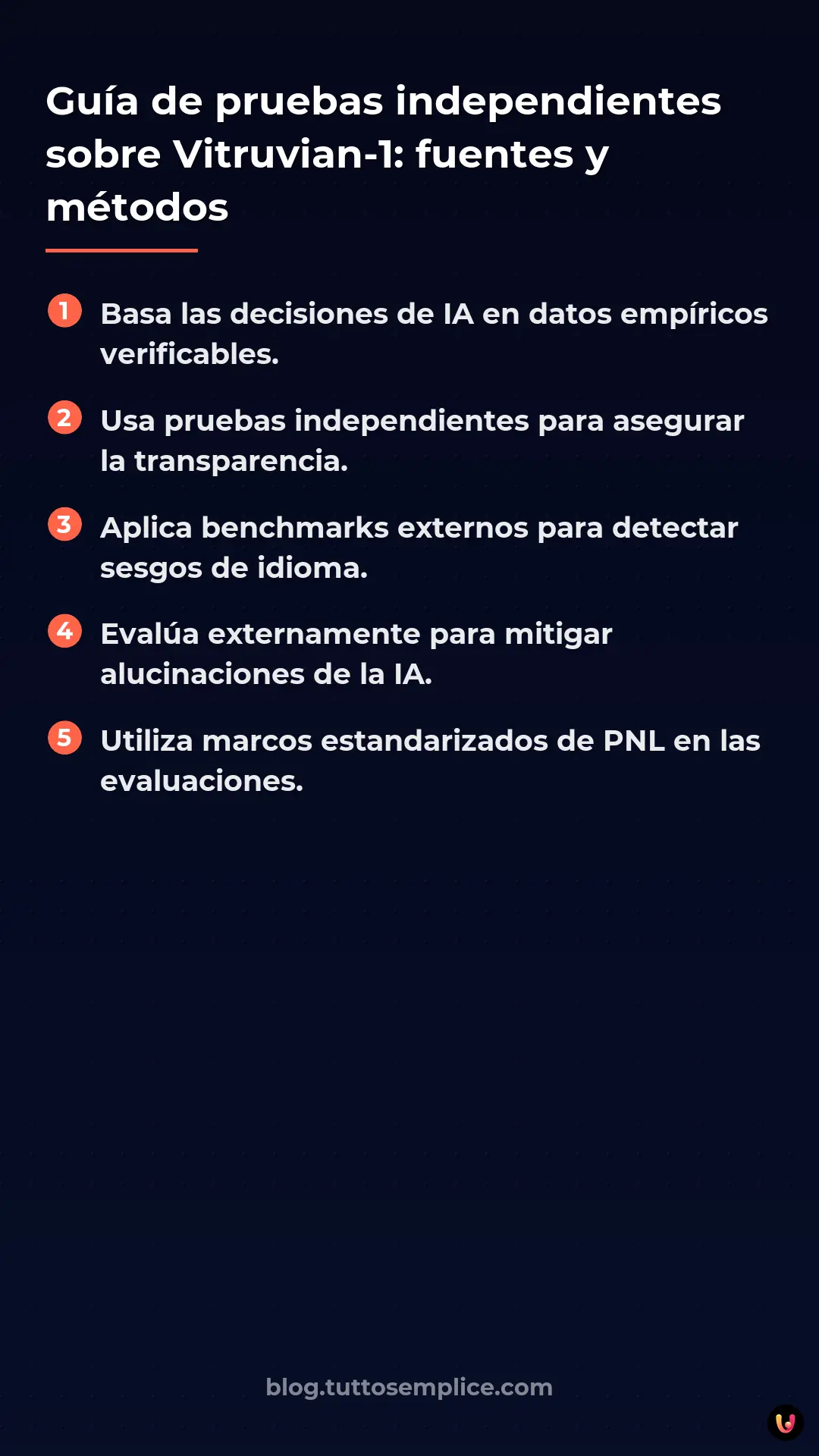 List: Gu&iacute;a de pruebas independientes sobre Vitruvian-1: fuentes y m&eacute;todos