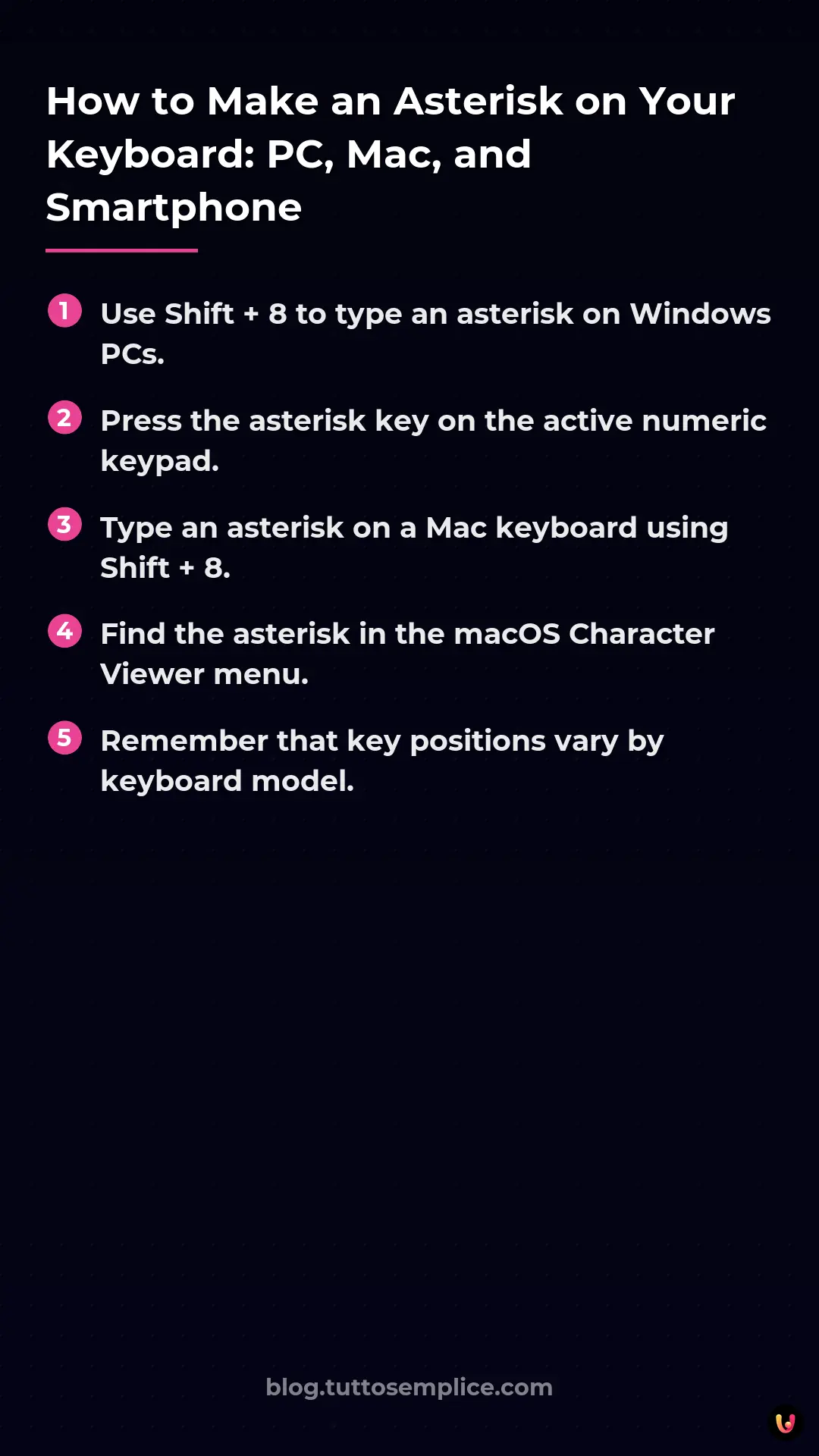 List: How to Make an Asterisk on Your Keyboard: PC, Mac, and Smartphone