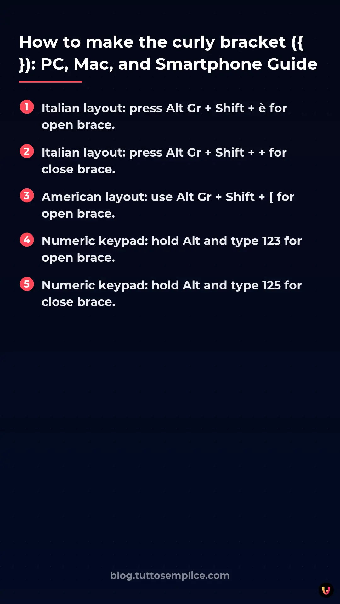 List: How to make the curly bracket ({ }): PC, Mac, and Smartphone Guide