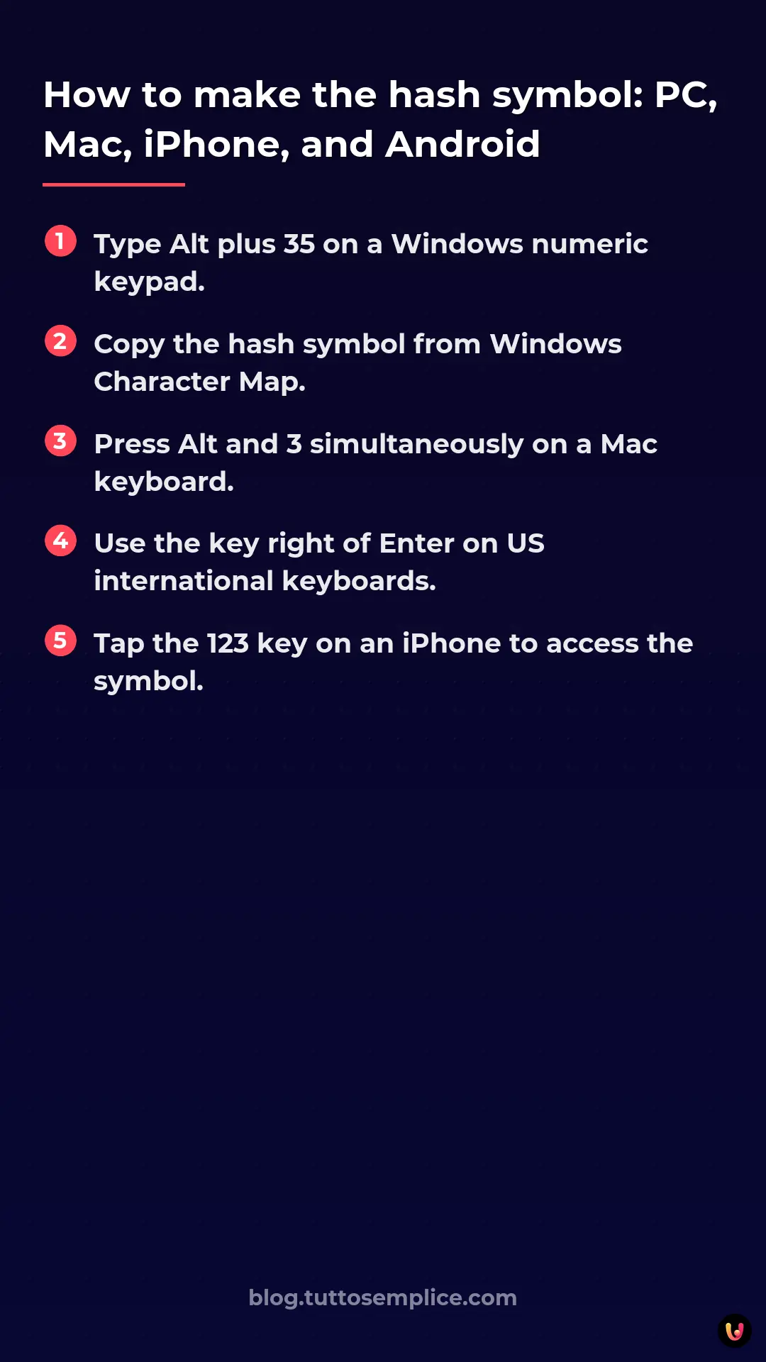 List: How to make the hash symbol: PC, Mac, iPhone, and Android