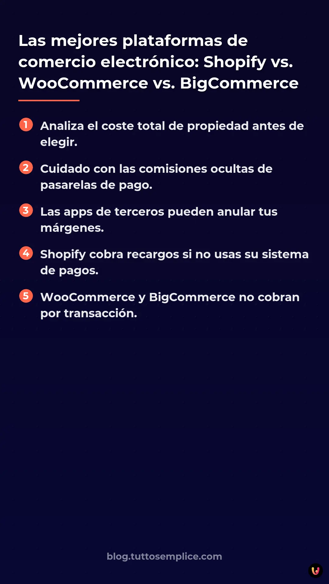 List: Las mejores plataformas de comercio electr&oacute;nico: Shopify vs. WooCommerce vs. BigCommerce