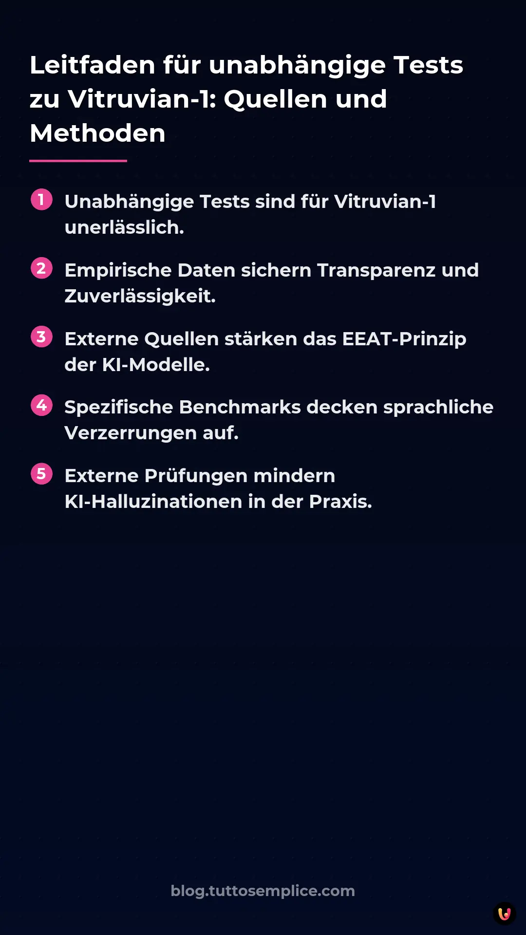 List: Leitfaden f&uuml;r unabh&auml;ngige Tests zu Vitruvian-1: Quellen und Methoden