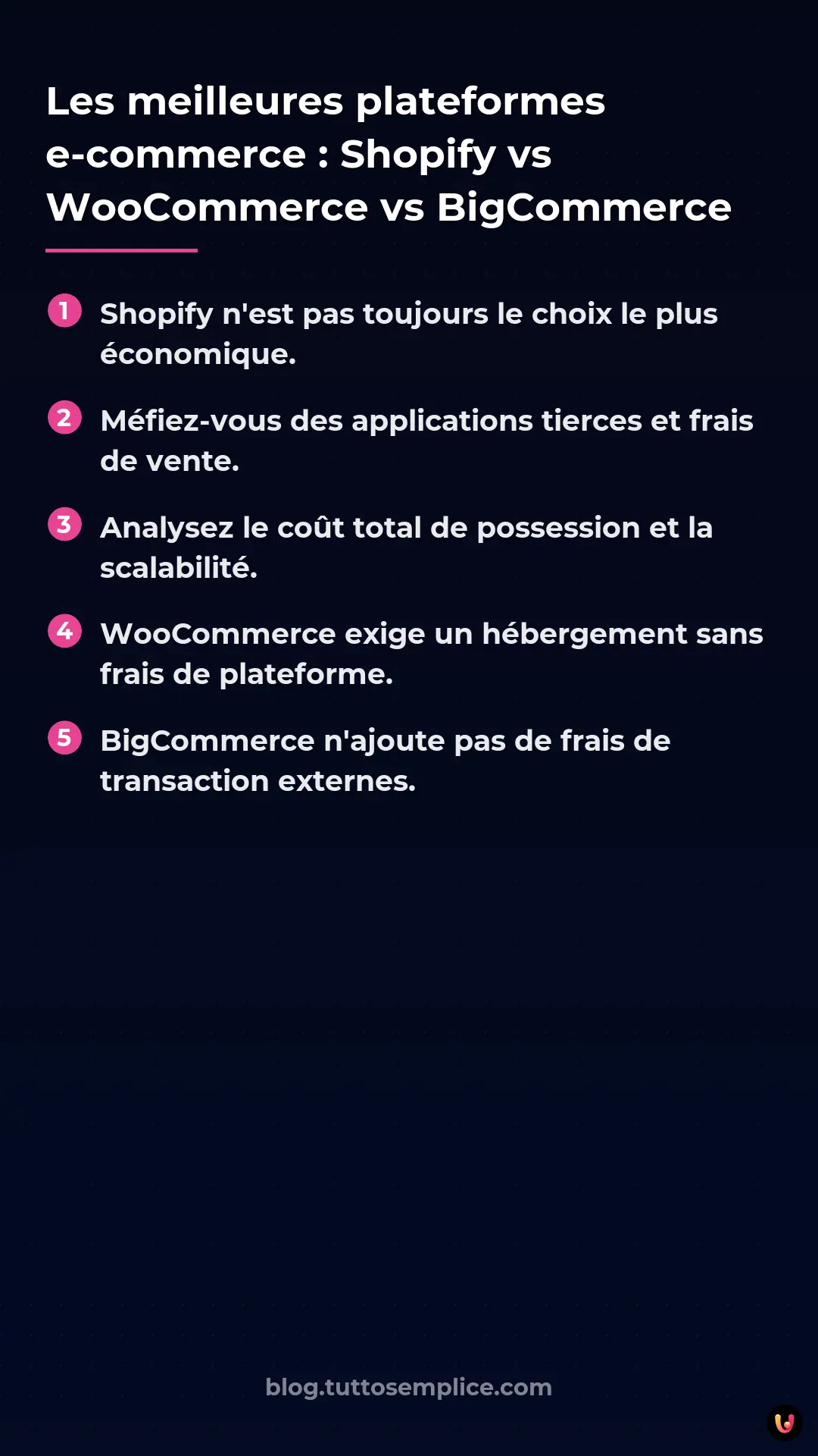List: Les meilleures plateformes e-commerce&nbsp;: Shopify vs WooCommerce vs BigCommerce
