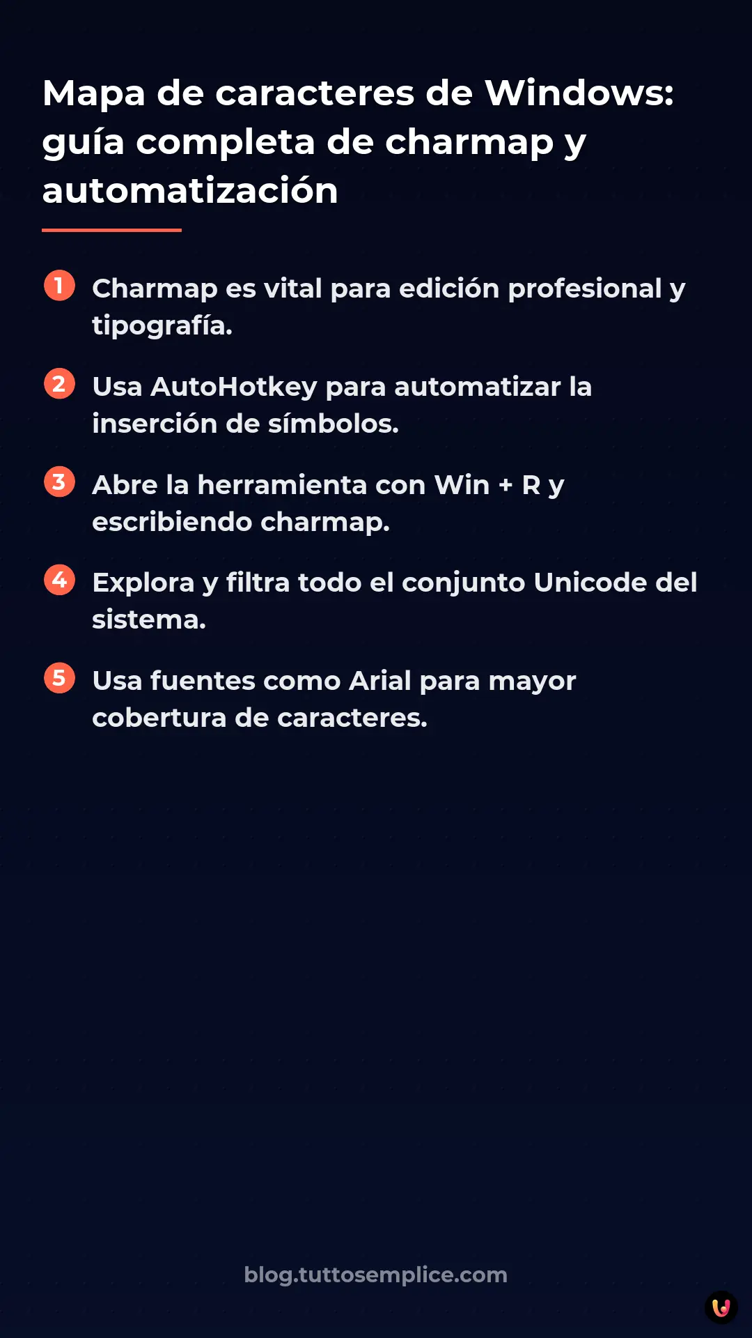 List: Mapa de caracteres de Windows: gu&iacute;a completa de charmap y automatizaci&oacute;n