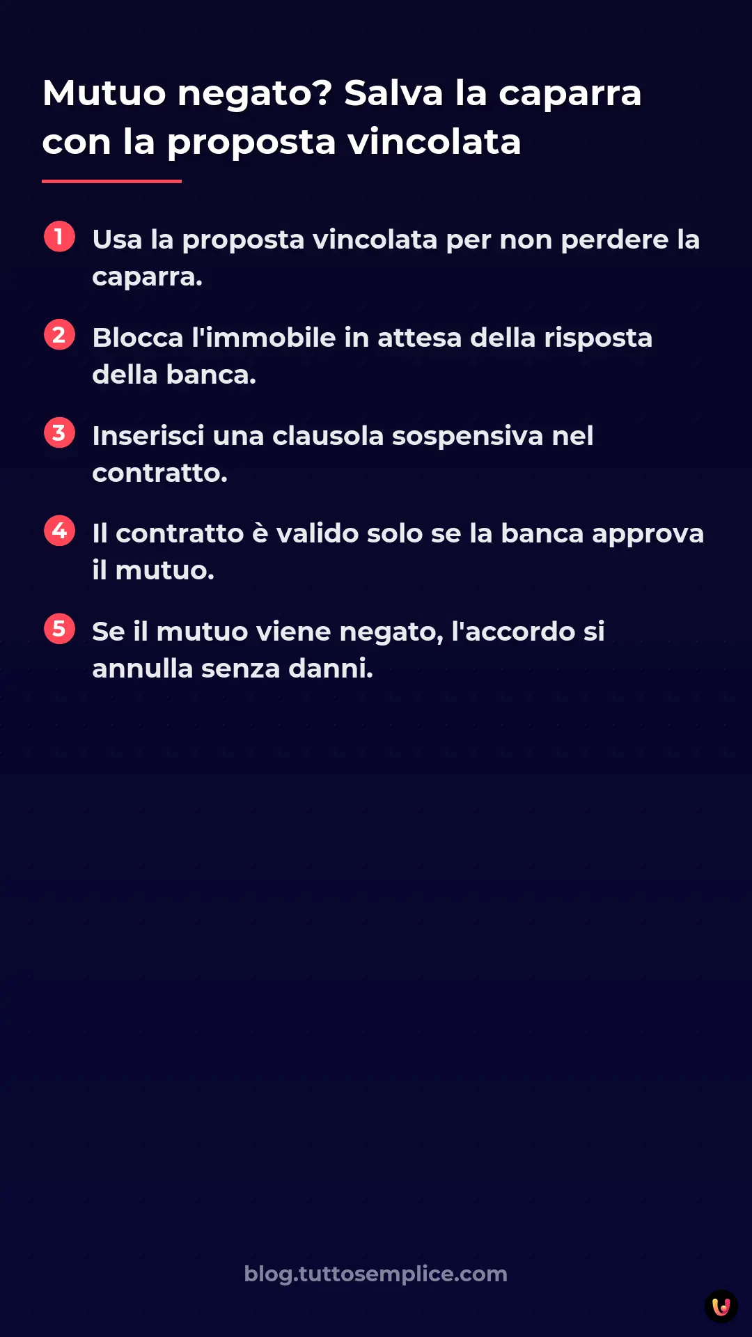 List: Mutuo negato? Salva la caparra con la proposta vincolata