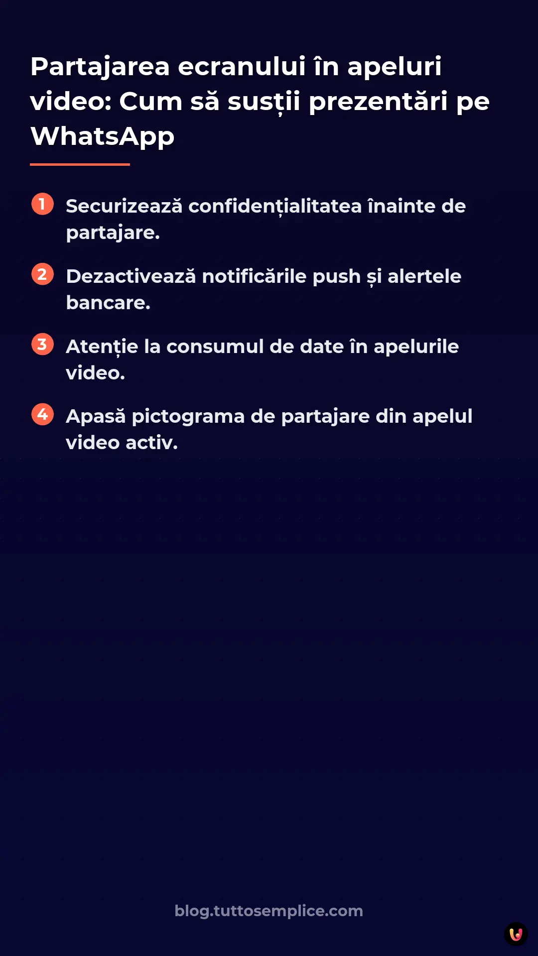 List: Partajarea ecranului &icirc;n apeluri video: Cum să susții prezentări pe WhatsApp