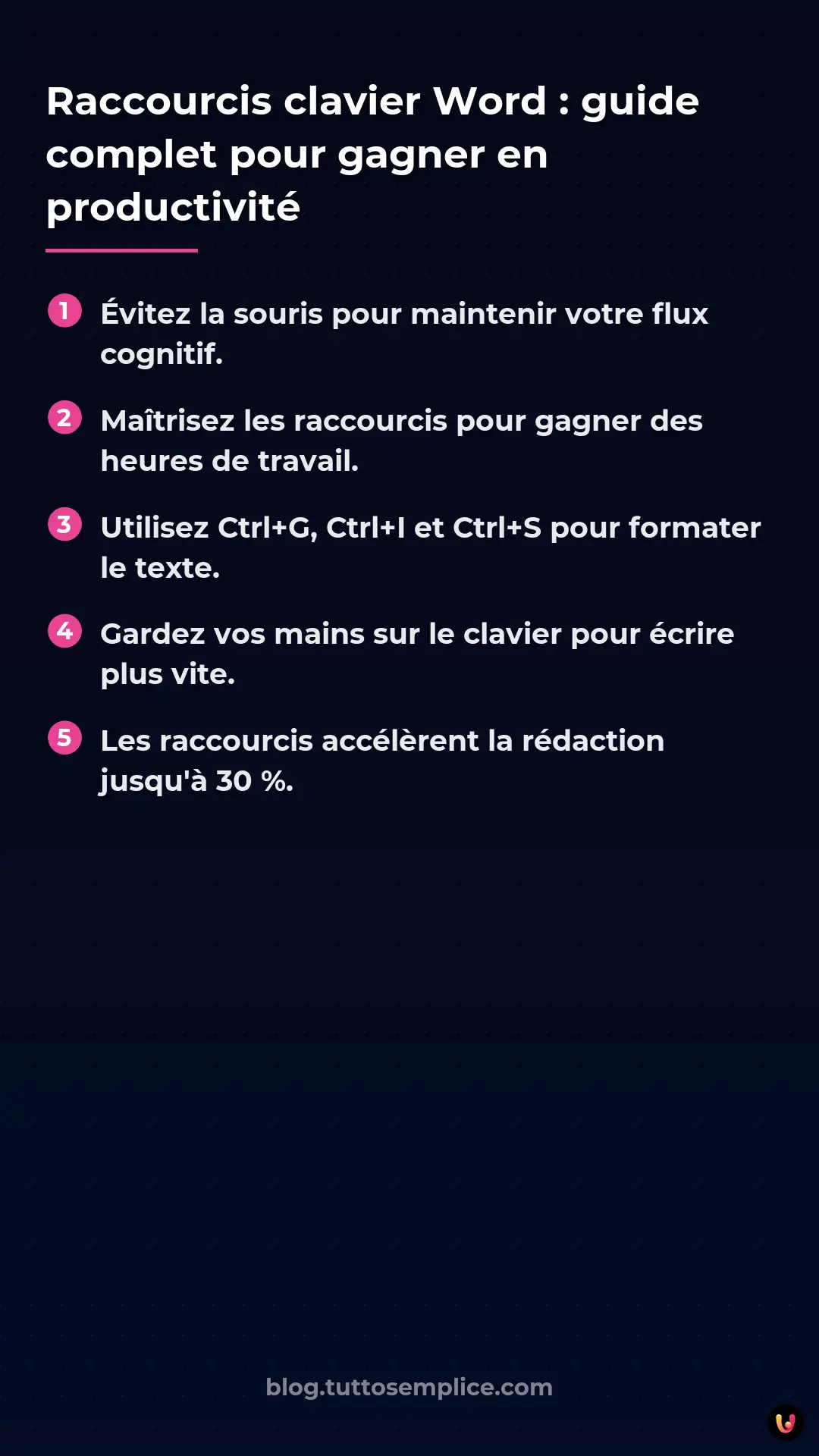 List: Raccourcis clavier Word&nbsp;: guide complet pour gagner en productivit&eacute;