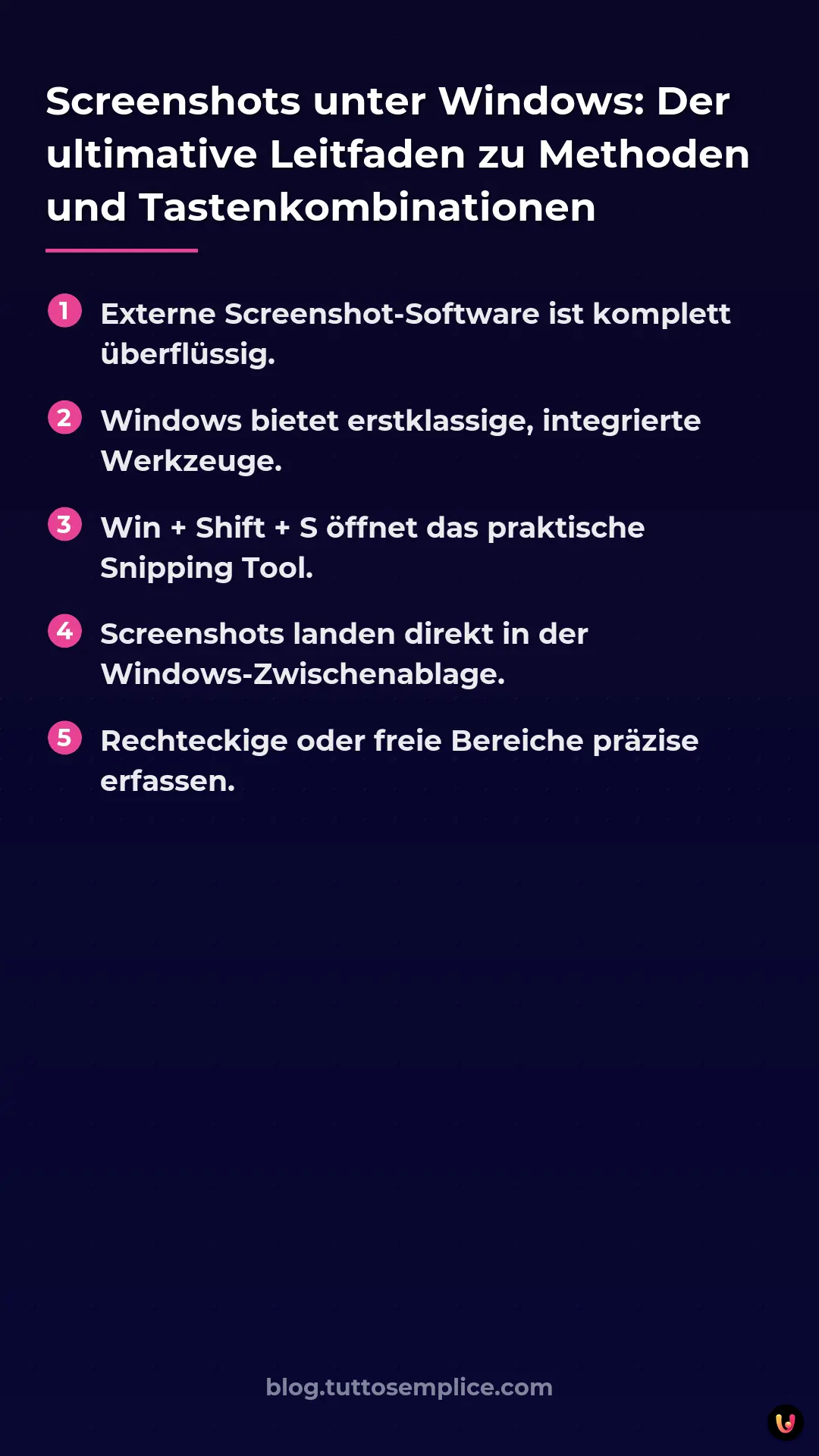 List: Screenshots unter Windows: Der ultimative Leitfaden zu Methoden und Tastenkombinationen