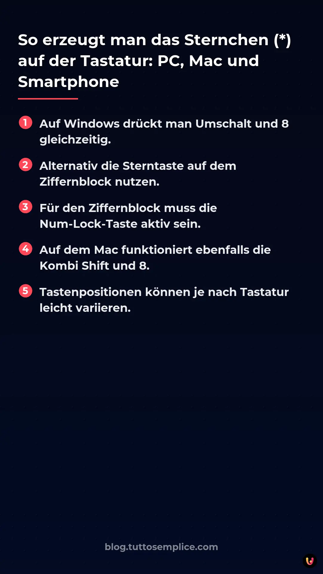 List: So erzeugt man das Sternchen (*) auf der Tastatur: PC, Mac und Smartphone