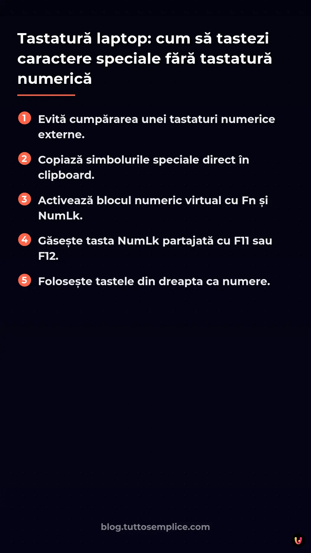 List: Tastatură laptop: cum să tastezi caractere speciale fără tastatură numerică