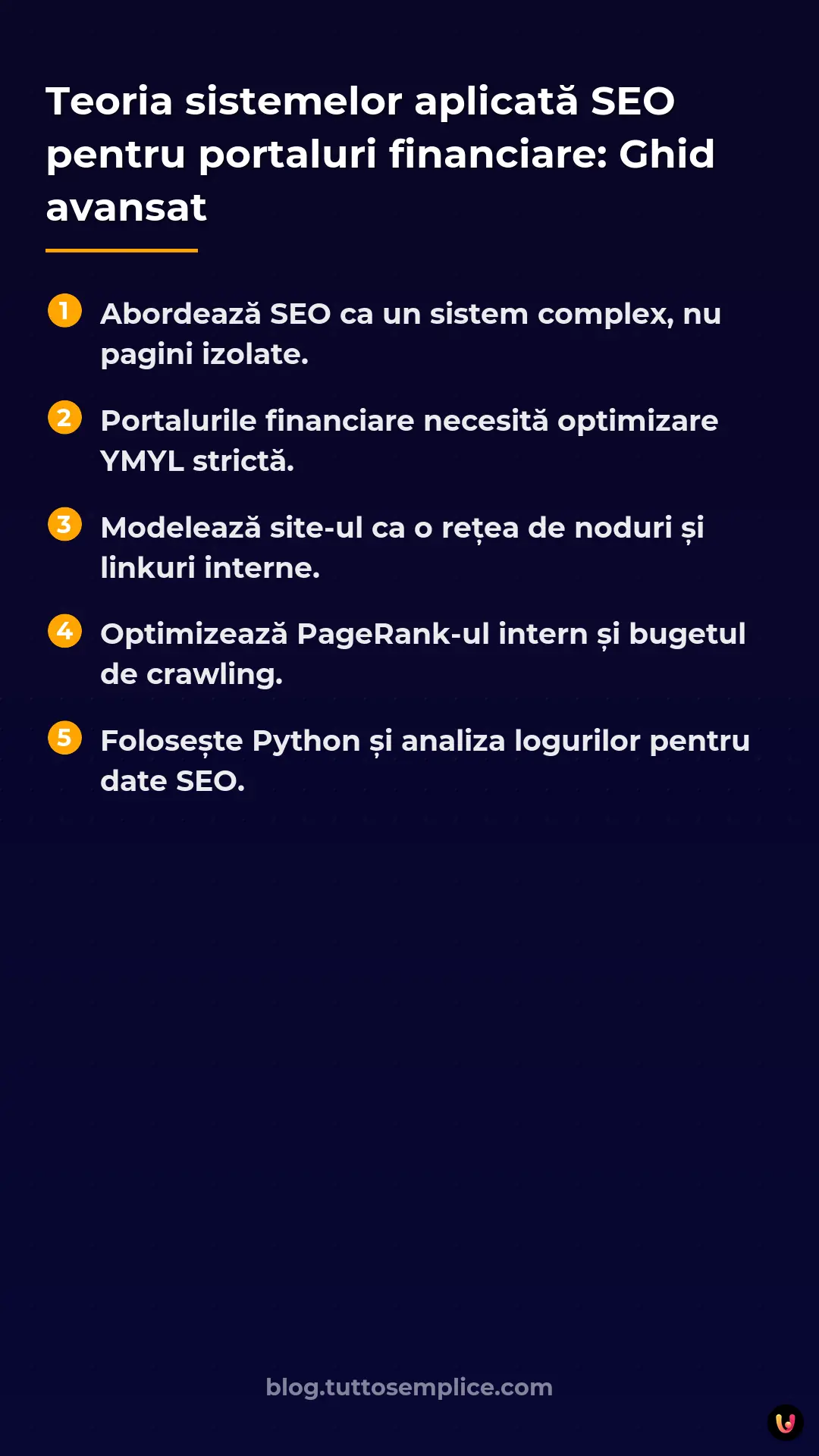 List: Teoria sistemelor aplicată SEO pentru portaluri financiare: Ghid avansat