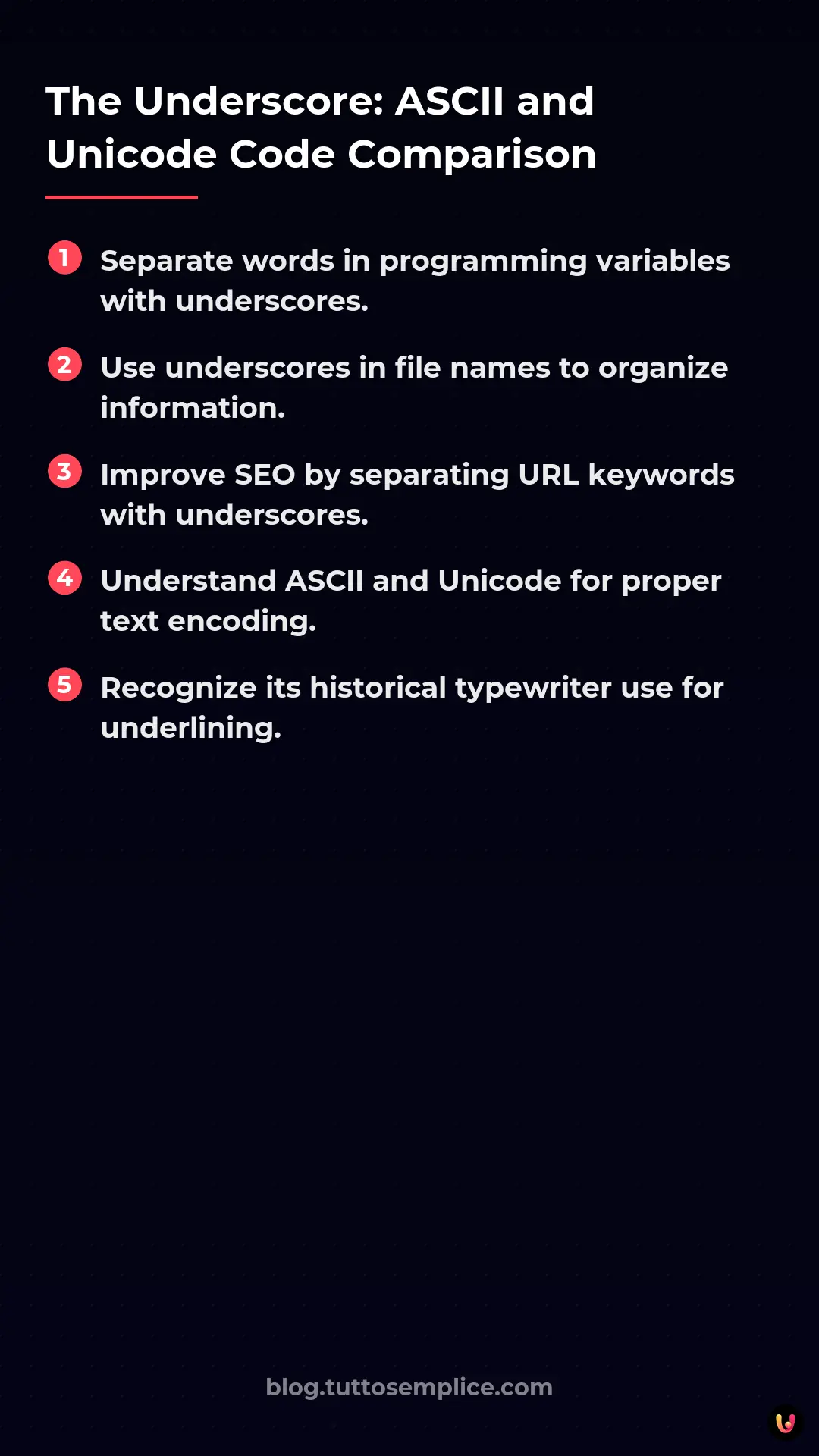 List: The Underscore: ASCII and Unicode Code Comparison