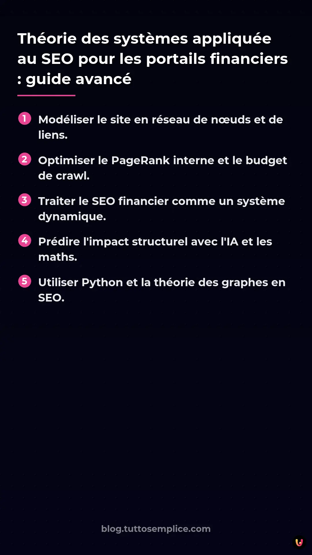 List: Th&eacute;orie des syst&egrave;mes appliqu&eacute;e au SEO pour les portails financiers : guide avanc&eacute;