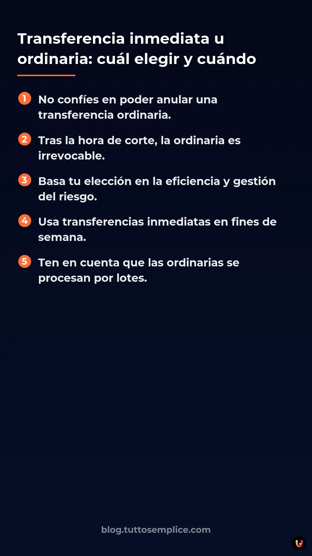List: Transferencia inmediata u ordinaria: cu&aacute;l elegir y cu&aacute;ndo
