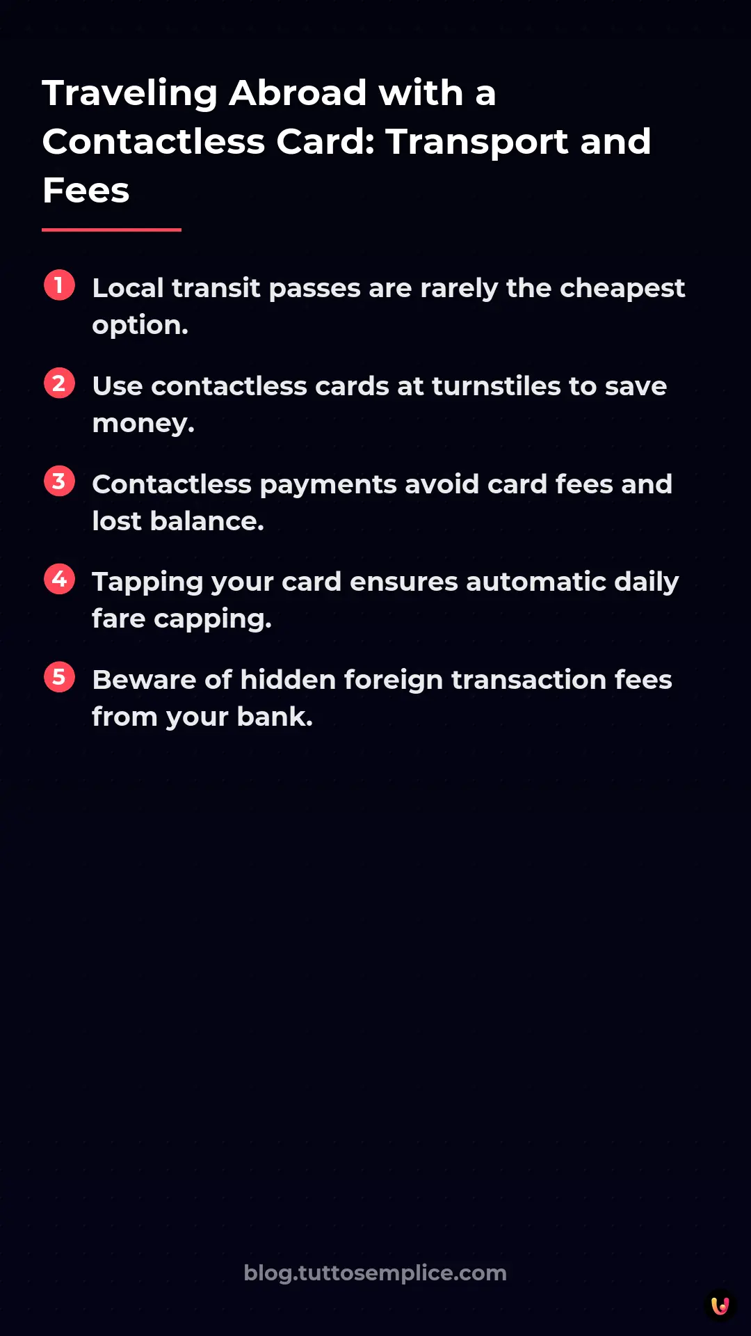 List: Traveling Abroad with a Contactless Card: Transport and Fees