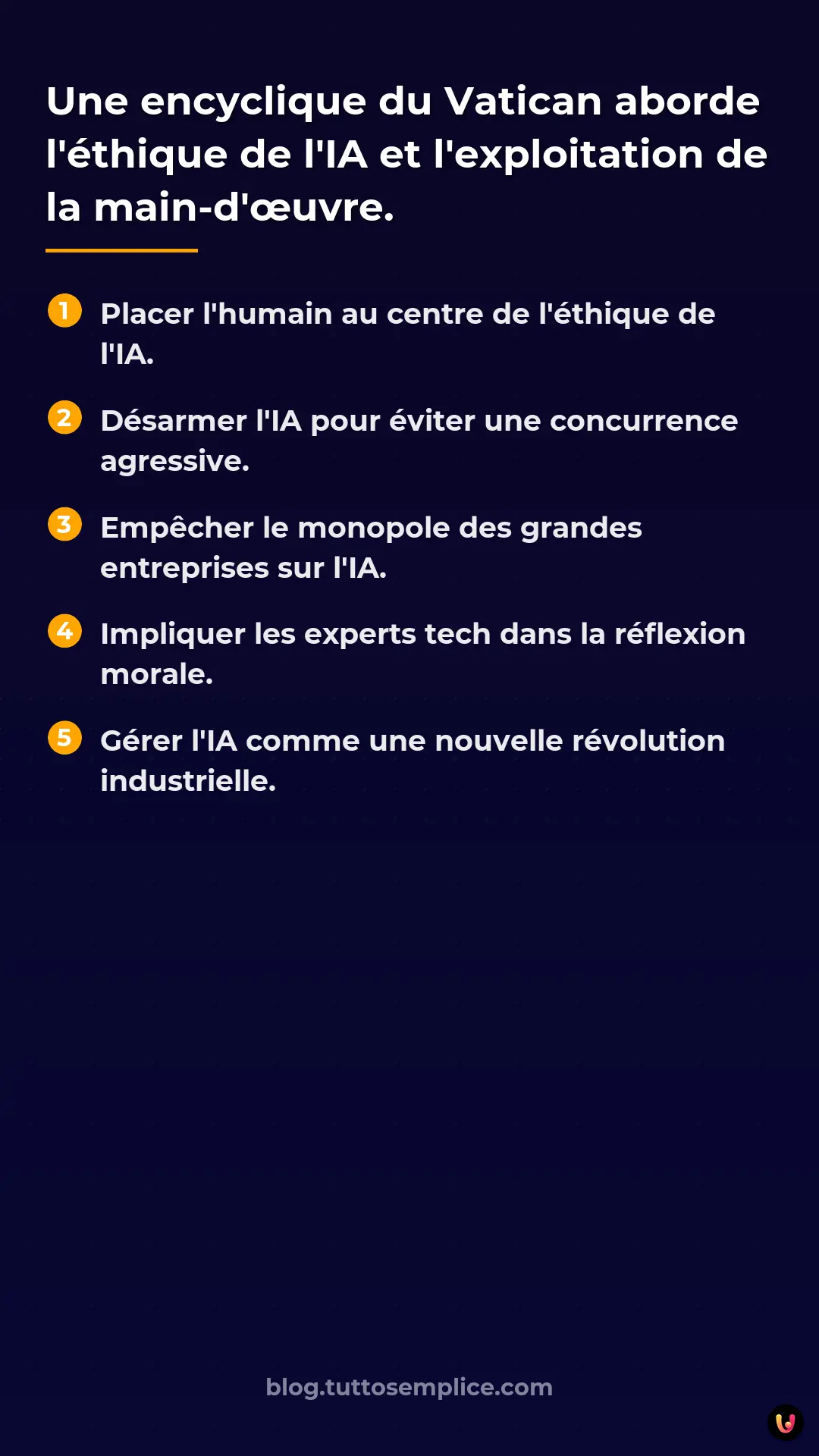 List: Une encyclique du Vatican aborde l'éthique de l'IA et l'exploitation de la main-d'œuvre.