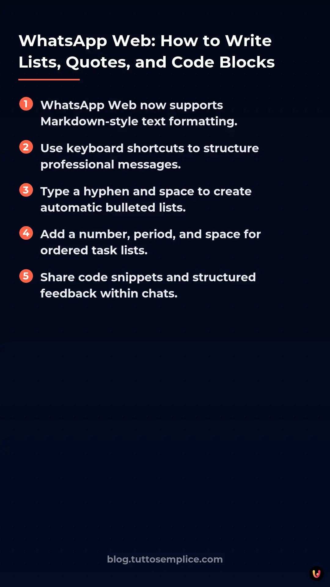List: WhatsApp Web: How to Write Lists, Quotes, and Code Blocks