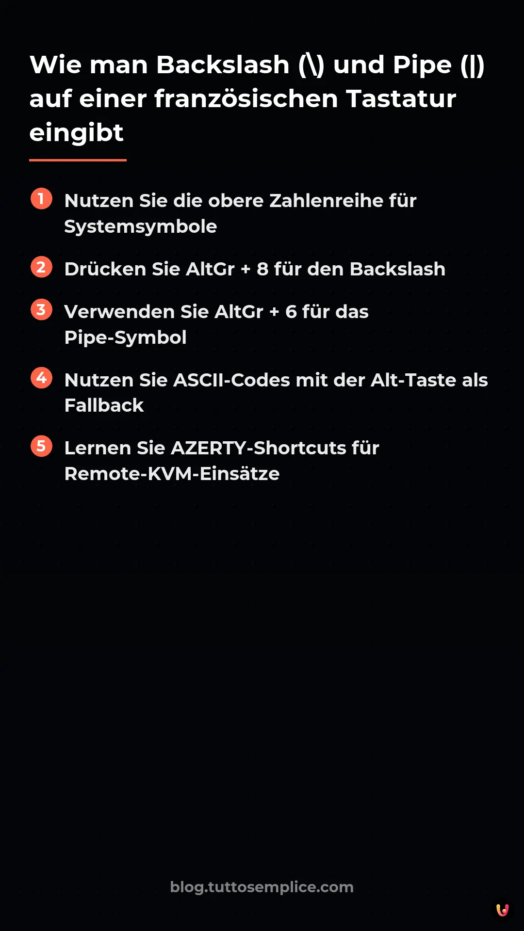 List: Wie man Backslash () und Pipe (|) auf einer französischen Tastatur eingibt