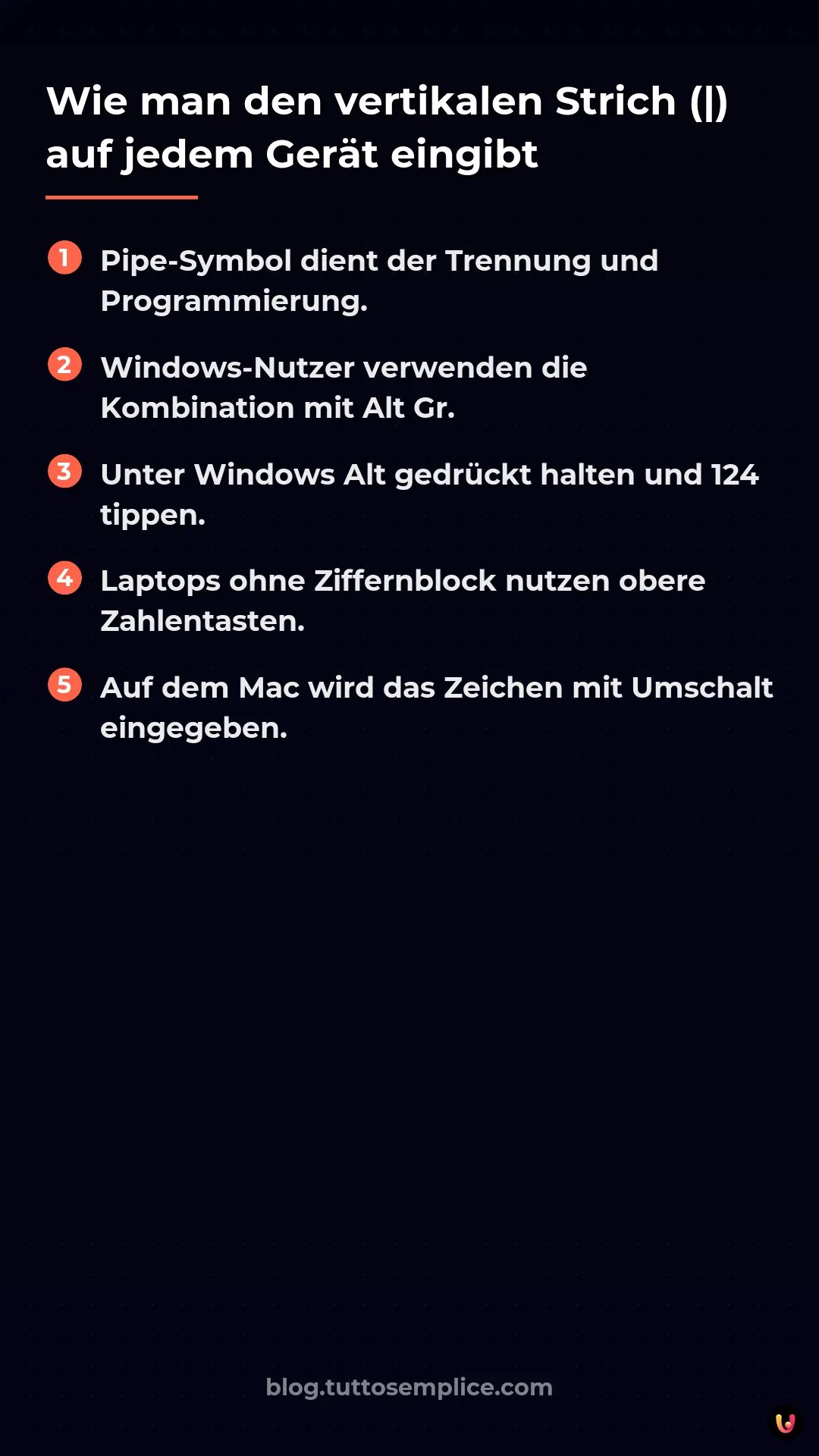 List: Wie man den vertikalen Strich (|) auf jedem Ger&auml;t eingibt